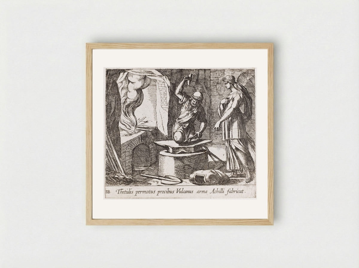 Vulcan Making Achilles' Armor - Antonio Tempesta - Framed Print Wood