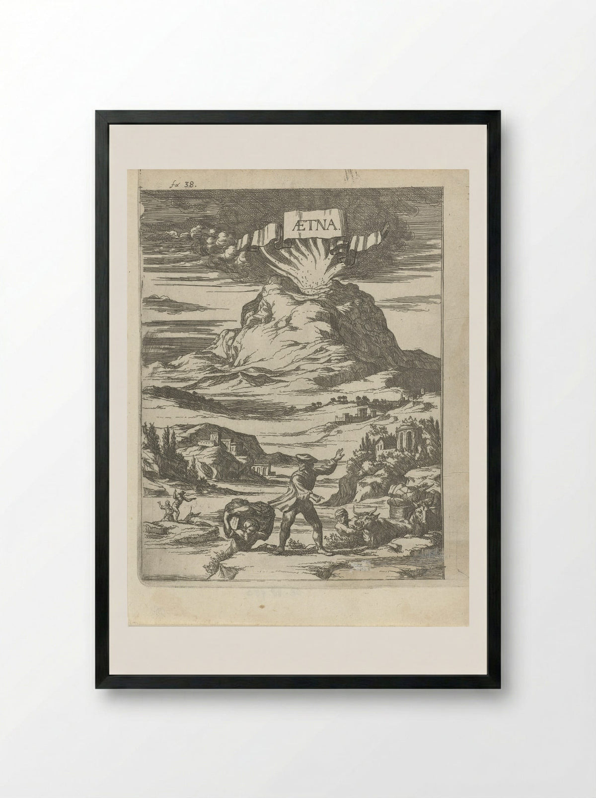 Vulkaanuitbarsting - Arnold Houbraken - Framed Print Black