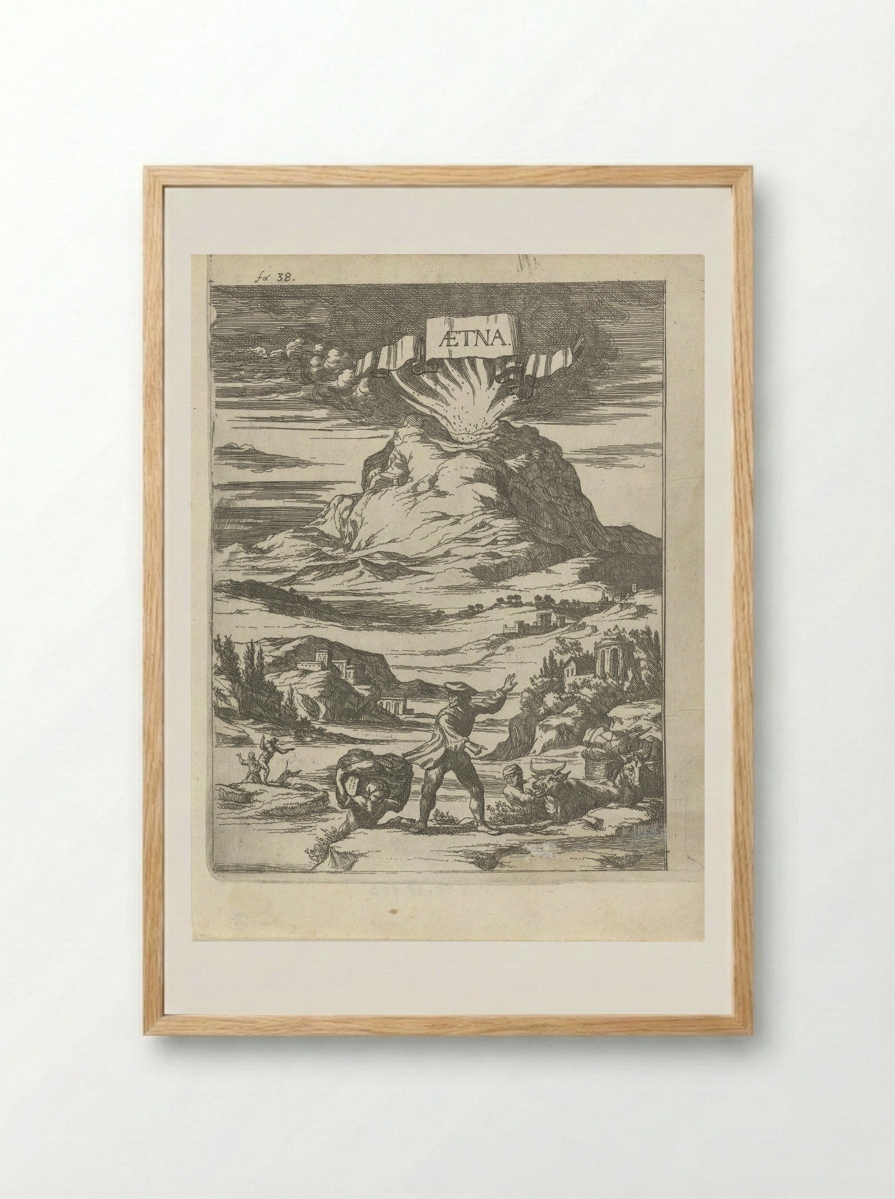 Vulkaanuitbarsting - Arnold Houbraken - Framed Print Wood