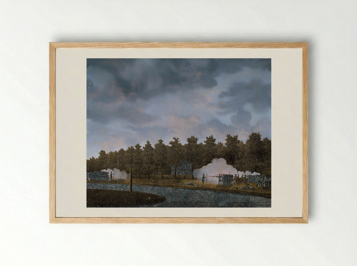 Vuurgevecht aan de Vaartse Rijn bij Jutphaas - Jonas Zeuner - Framed Print Wood