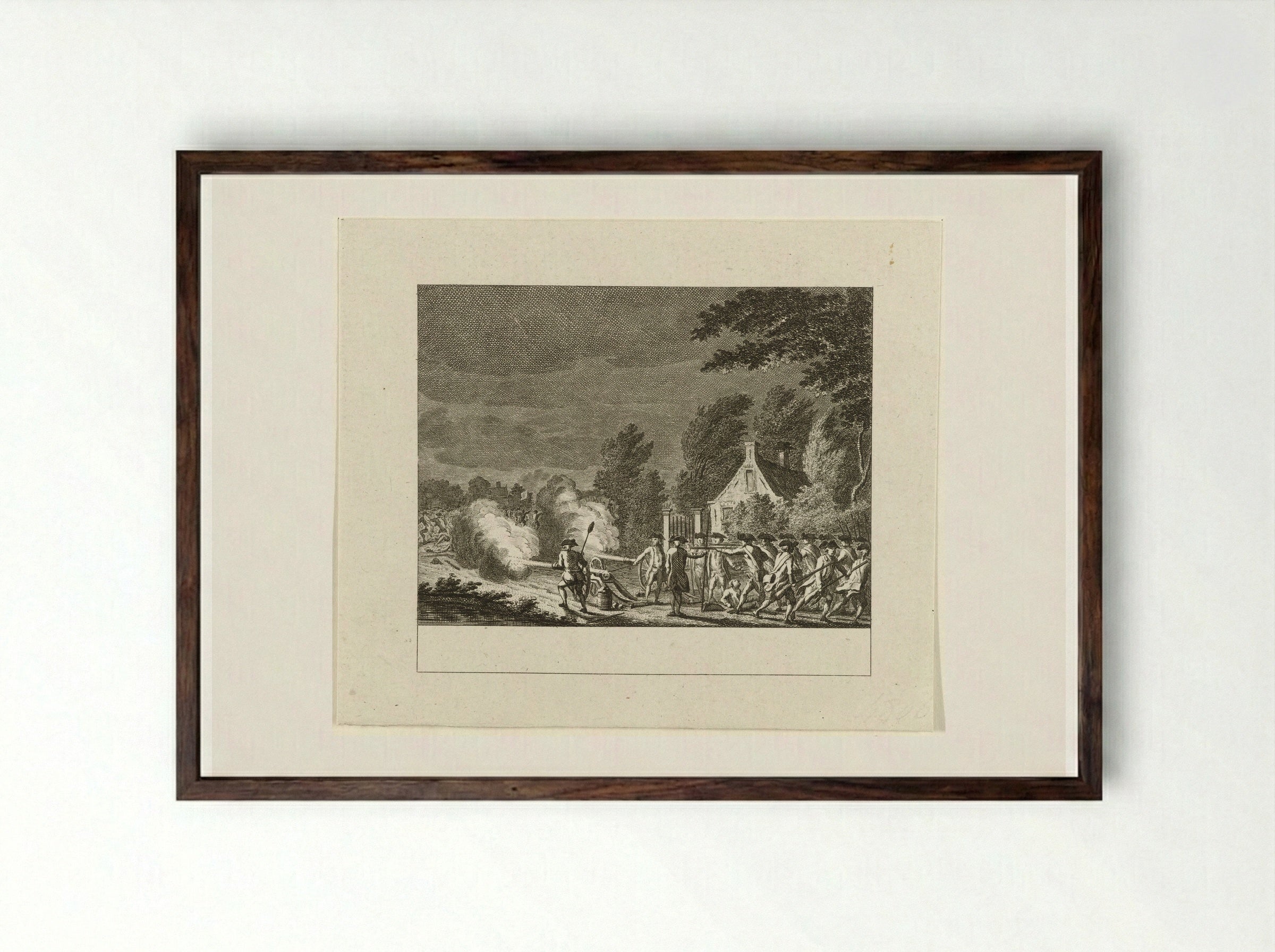 Vuurgevecht bij Vreeswijk, 1787 - Cornelis Brouwer - Framed Print Dark Wood