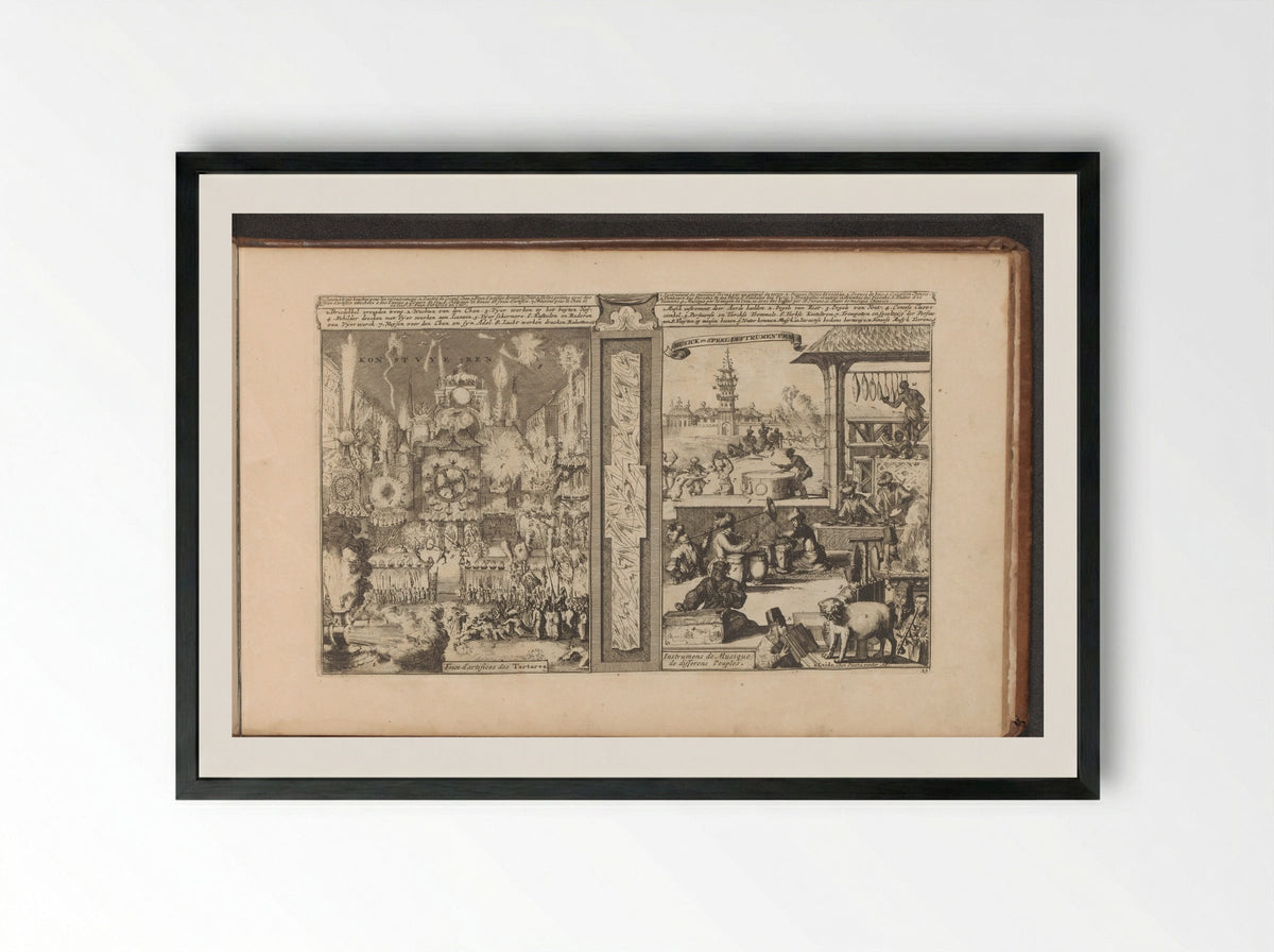 Vuurwerk en muziek - Romeyn de Hooghe - Framed Print Black