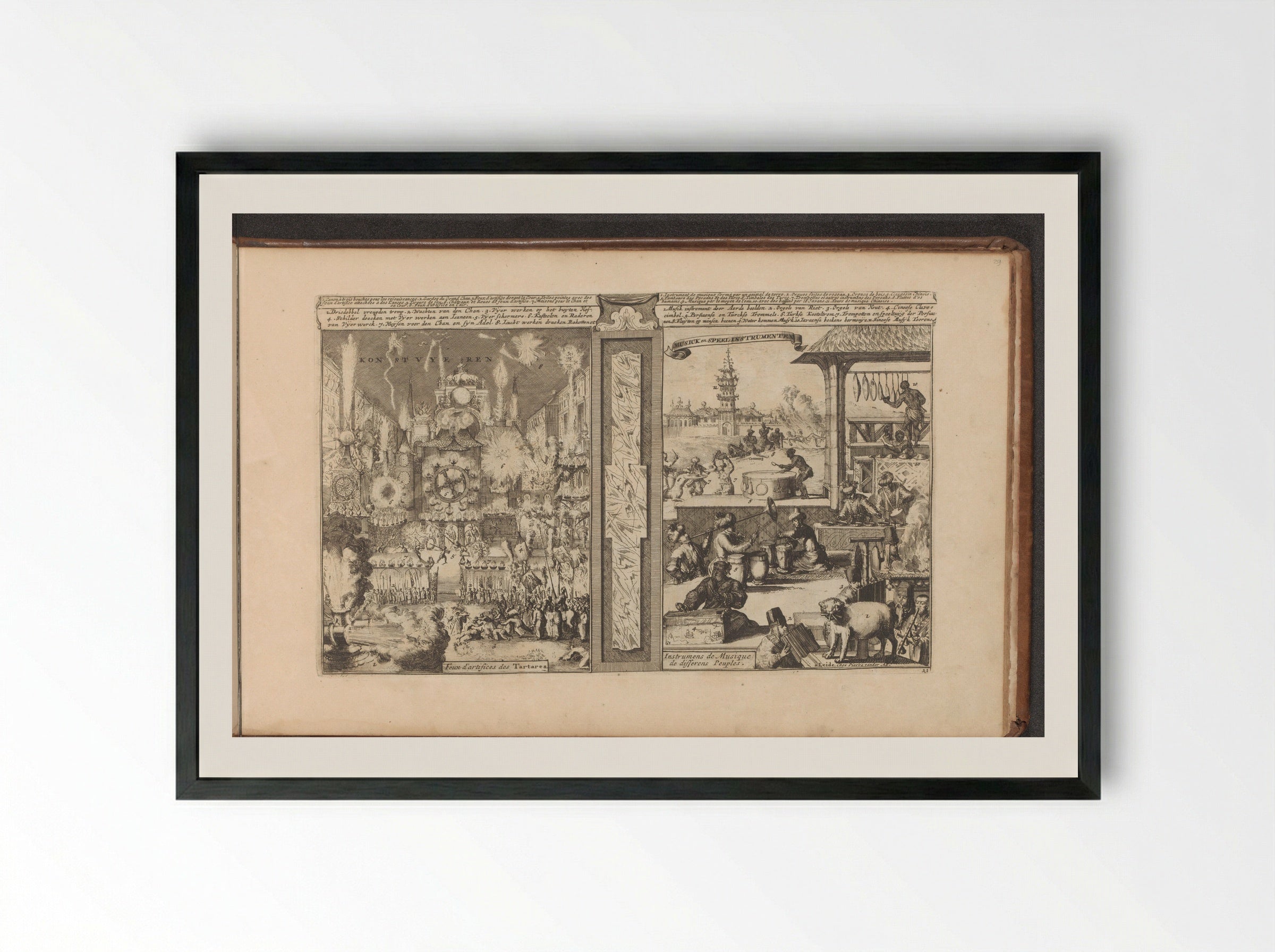 Vuurwerk en muziek - Romeyn de Hooghe - Framed Print Black