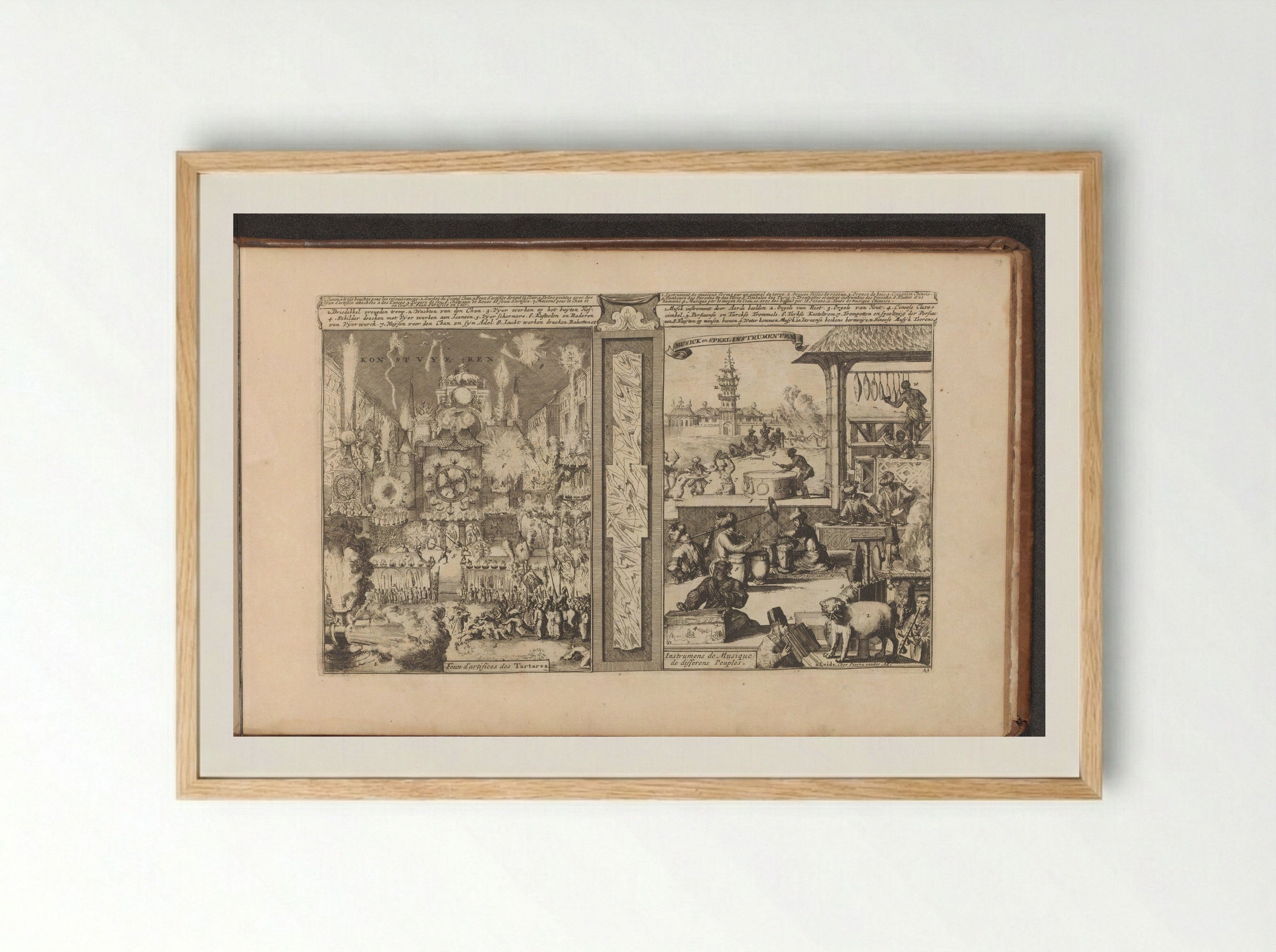 Vuurwerk en muziek - Romeyn de Hooghe - Framed Print Wood