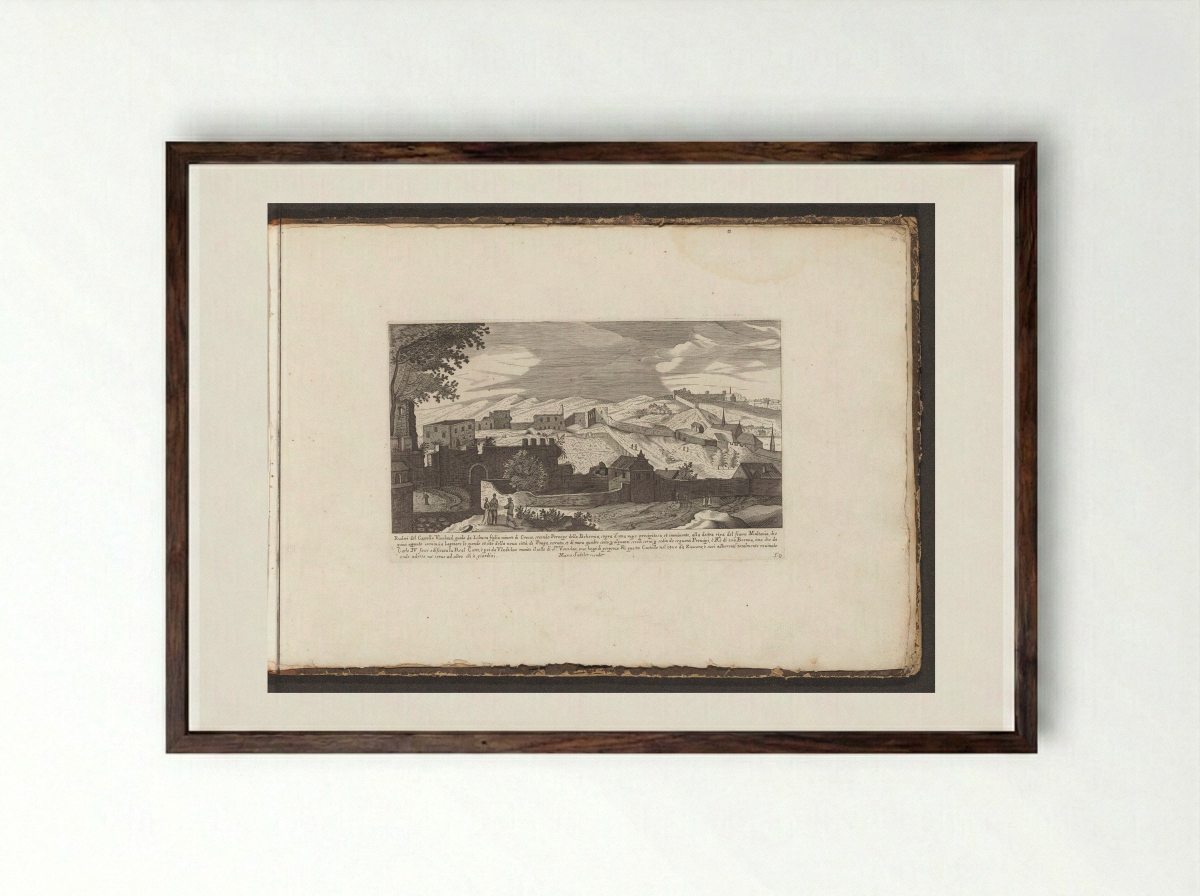 Vyšehrad in Prague - Giovanni Giacomo de' Rossi - Framed Print Dark Wood