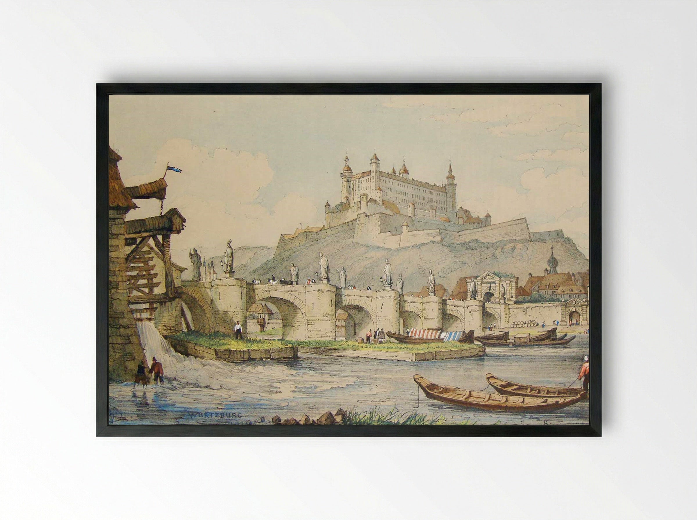 Würzburg - Samuel Prout - Framed Print Black