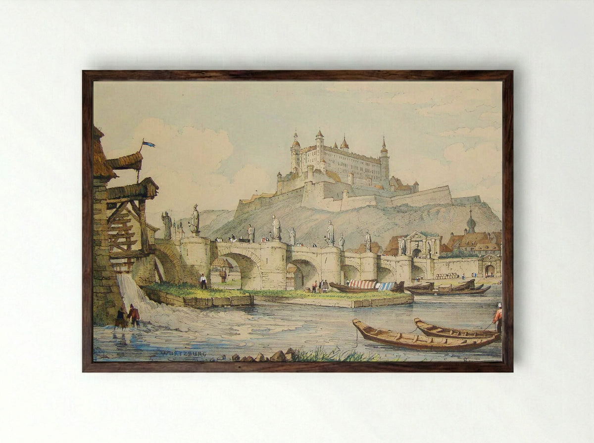 Würzburg - Samuel Prout - Framed Print Dark Wood
