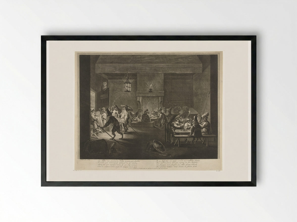 Wachtlokaal met apen - Matthijs Pool - Framed Print Black