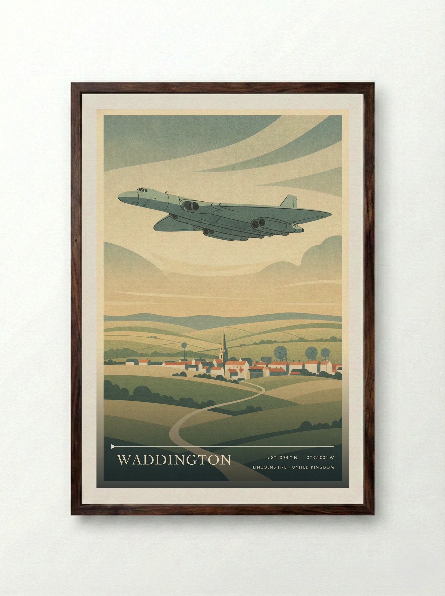 Waddington Lincolnshire United Kingdom Travel Poster - Framed Print Dark Wood