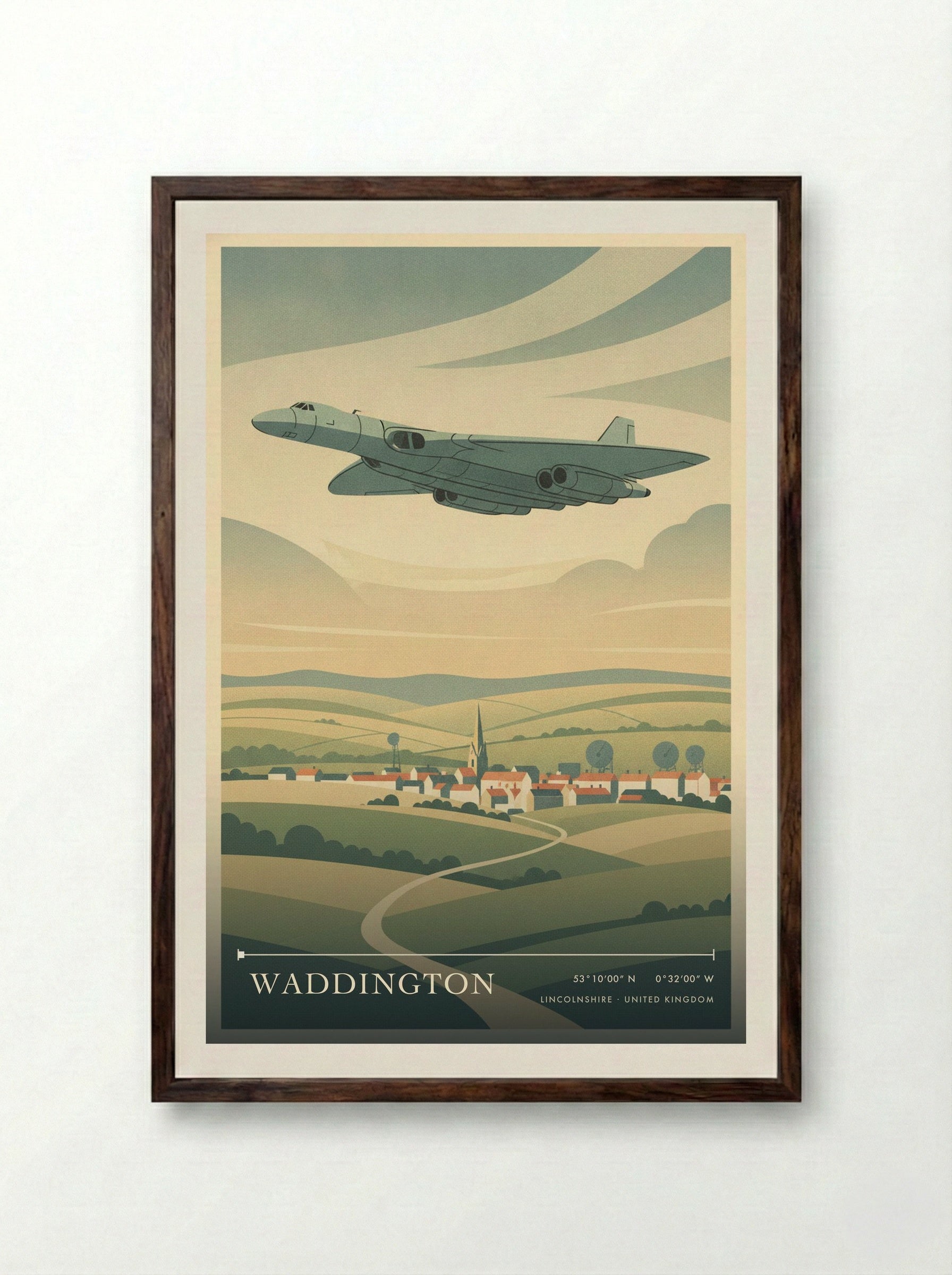 Waddington Lincolnshire United Kingdom Travel Poster - Framed Print Dark Wood