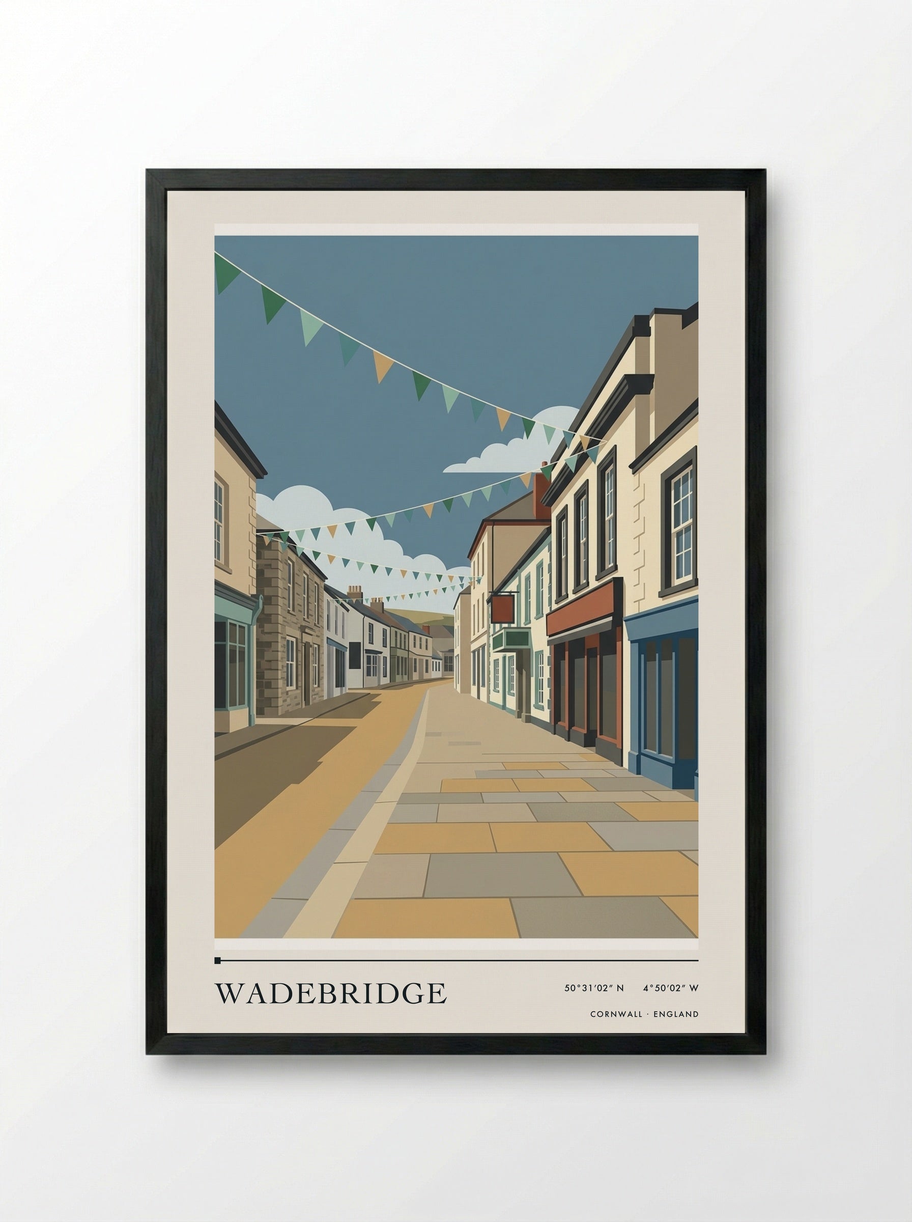 Wadebridge Cornwall England Travel Poster - Framed Print Black