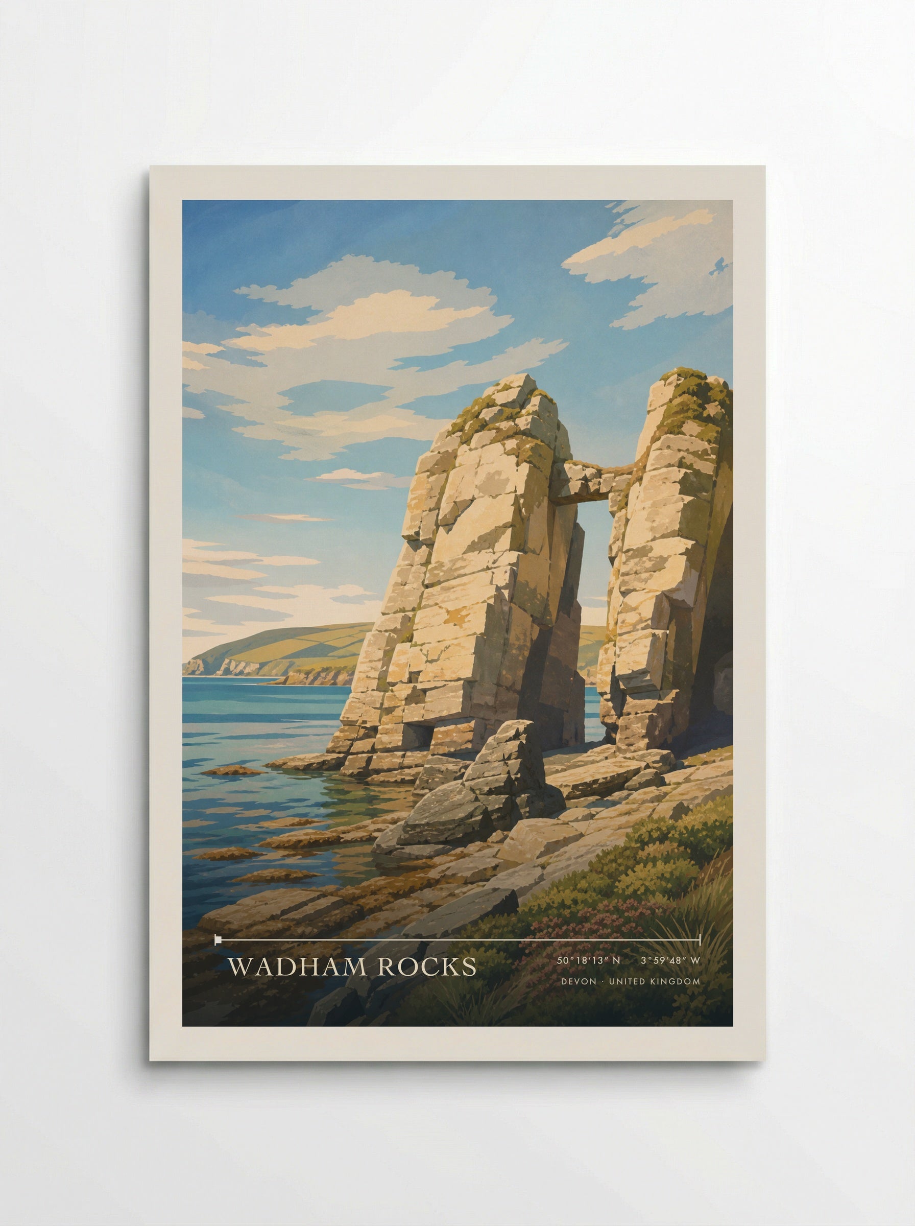 Wadham Rocks Devon United Kingdom Travel Poster - Poster