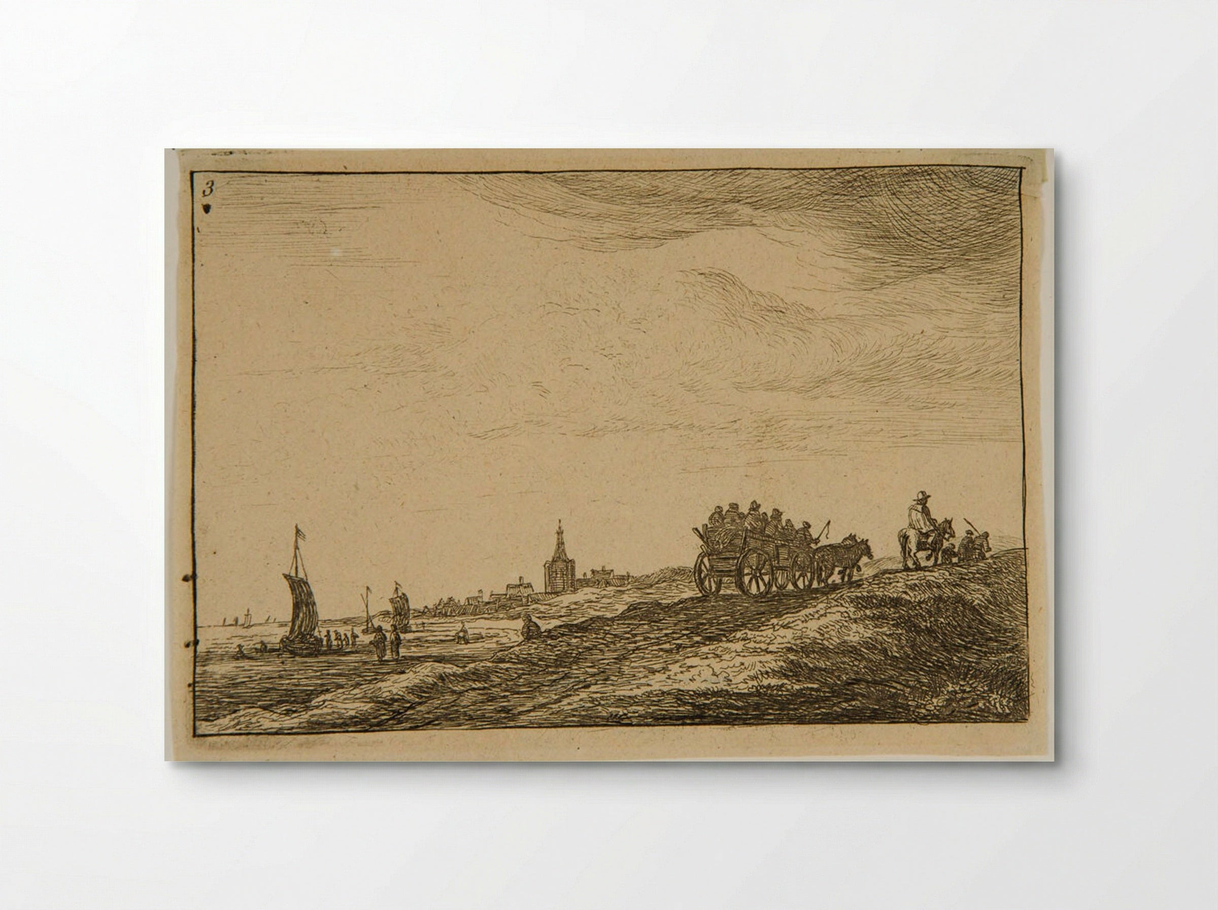 Wagon on the Road to Schevelingen - Anthonie Waterloo - Poster