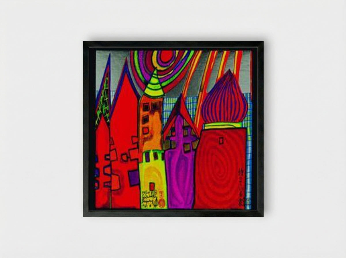Waiting Houses - Friedensreich Hundertwasser - Framed Print Black
