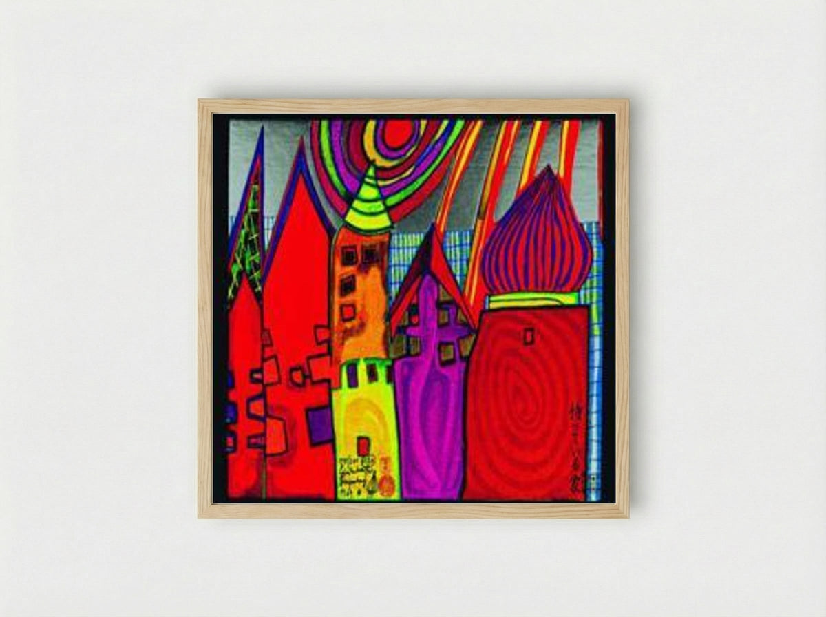 Waiting Houses - Friedensreich Hundertwasser - Framed Print Wood