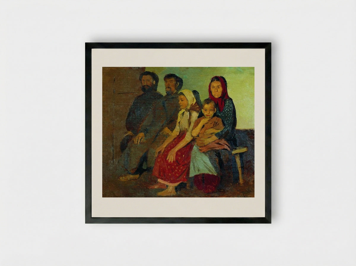 Waiting for Newlyweds from the Wedding in the Novgorod Province - Andrei Ryabushkin - Framed Print Black