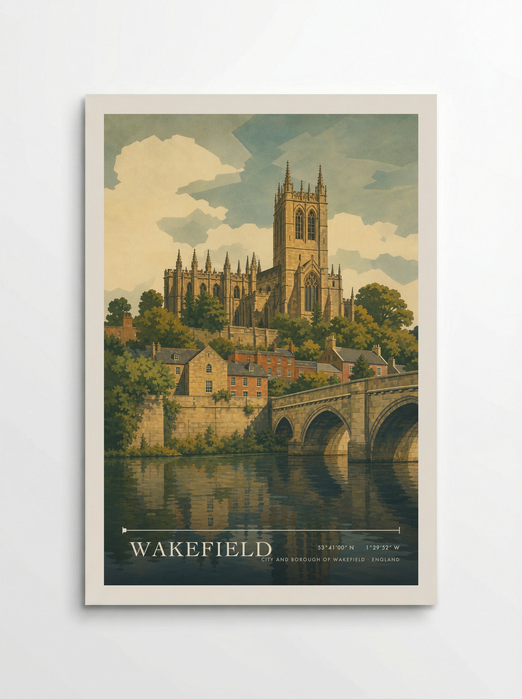 Wakefield City and Borough of Wakefield England Travel Poster - Poster