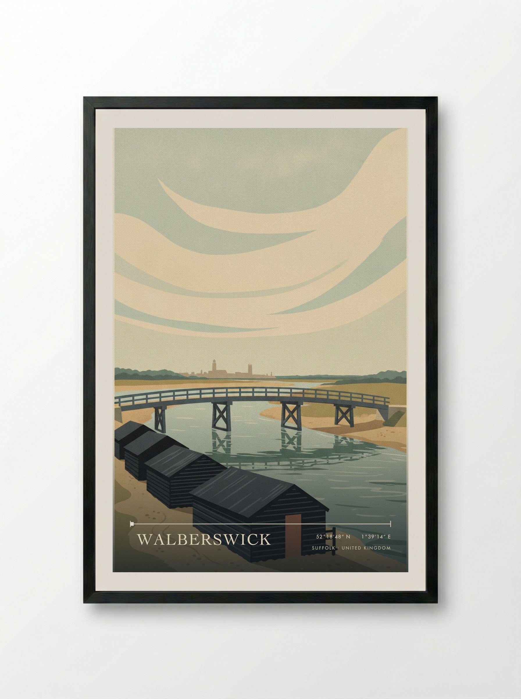 Walberswick Suffolk United Kingdom Travel Poster - Framed Print Black
