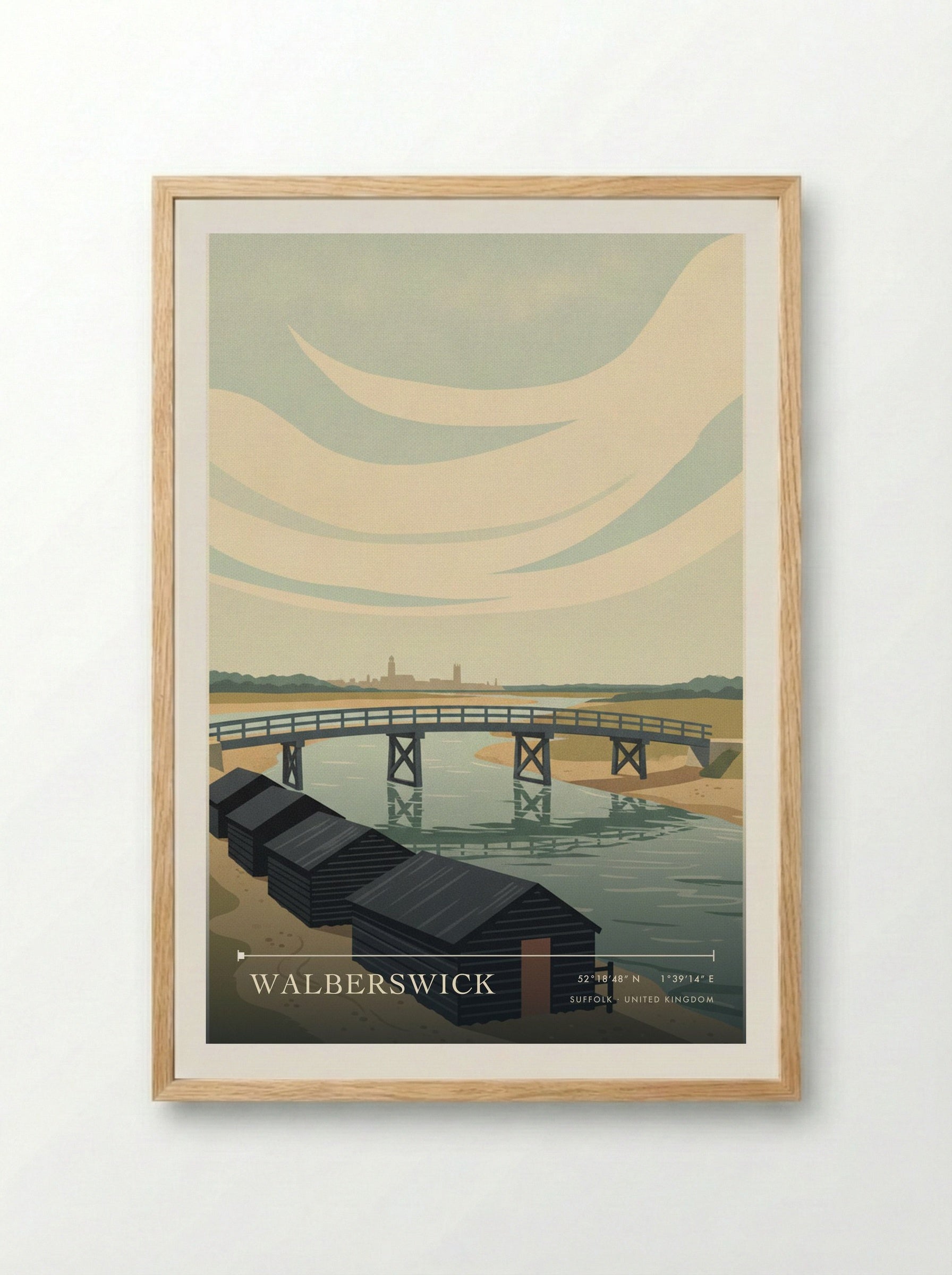 Walberswick Suffolk United Kingdom Travel Poster - Framed Print Wood