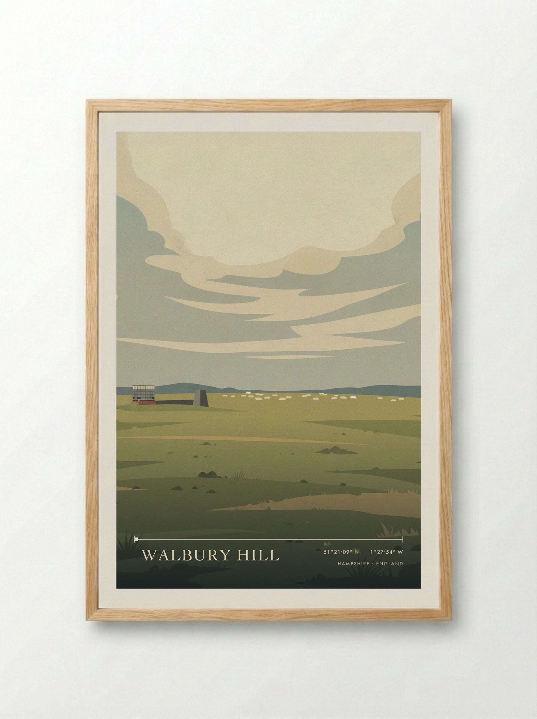 Walbury Hill Hampshire England Travel Poster - Framed Print Wood