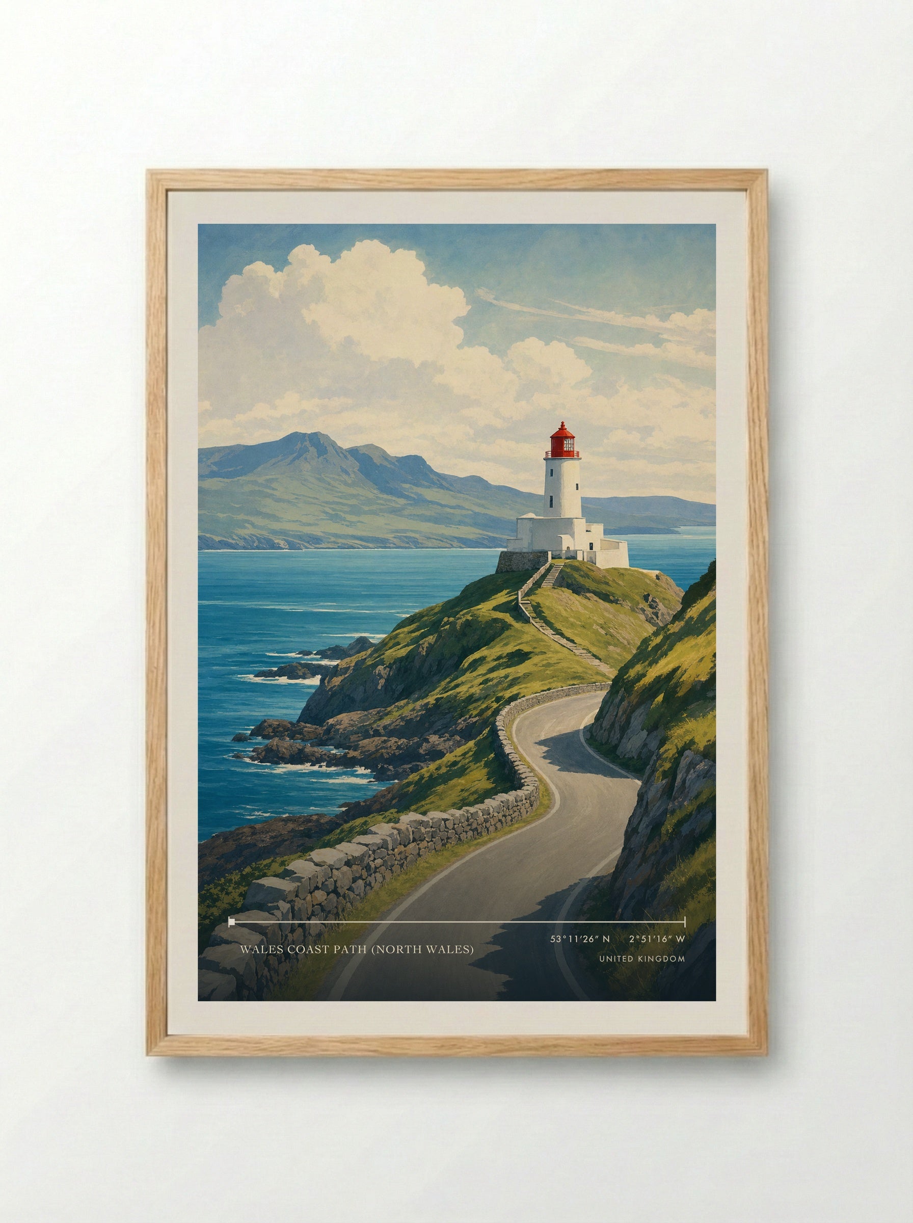 Wales Coast Path (North Wales) United Kingdom Travel Poster - Framed Print Wood