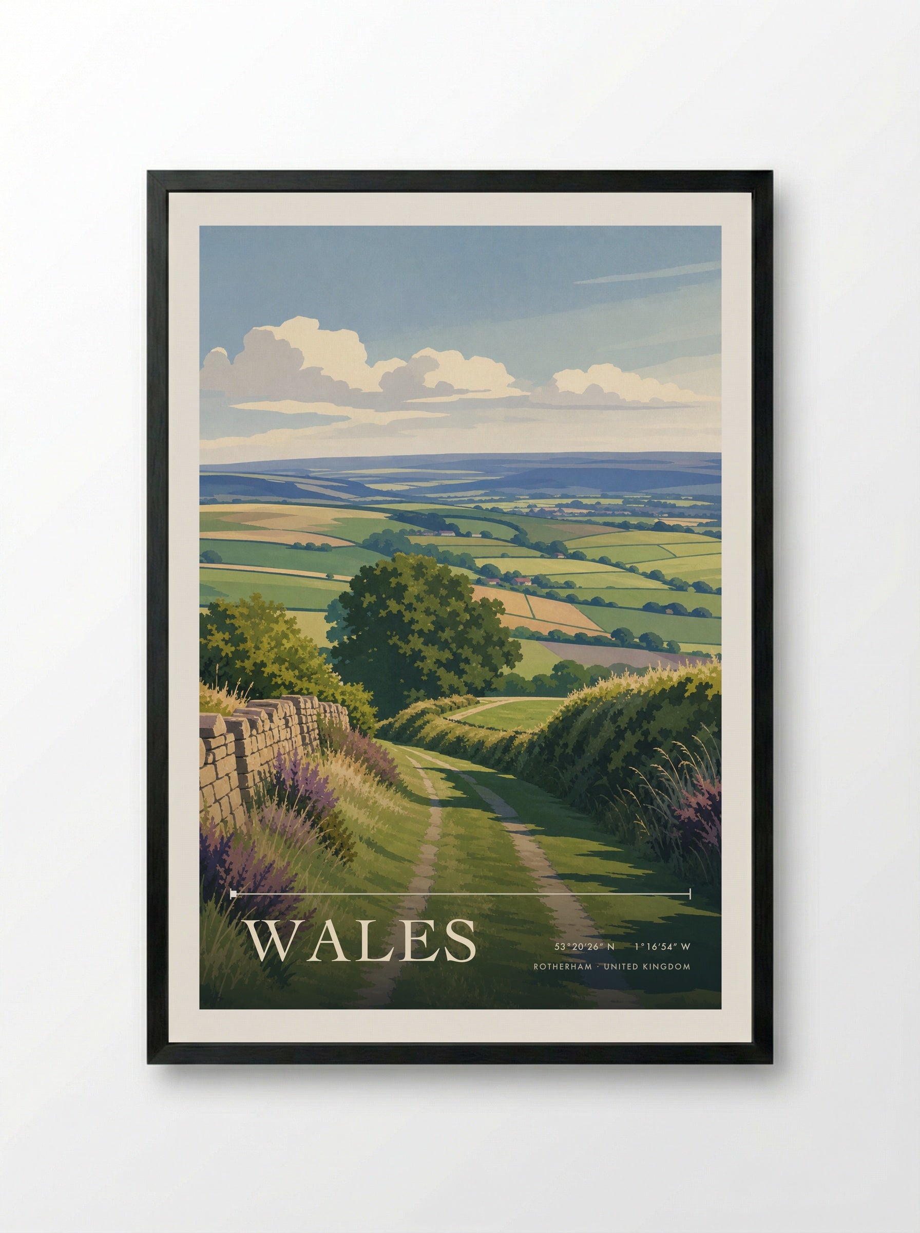 Wales Rotherham United Kingdom Travel Poster - Framed Print Black