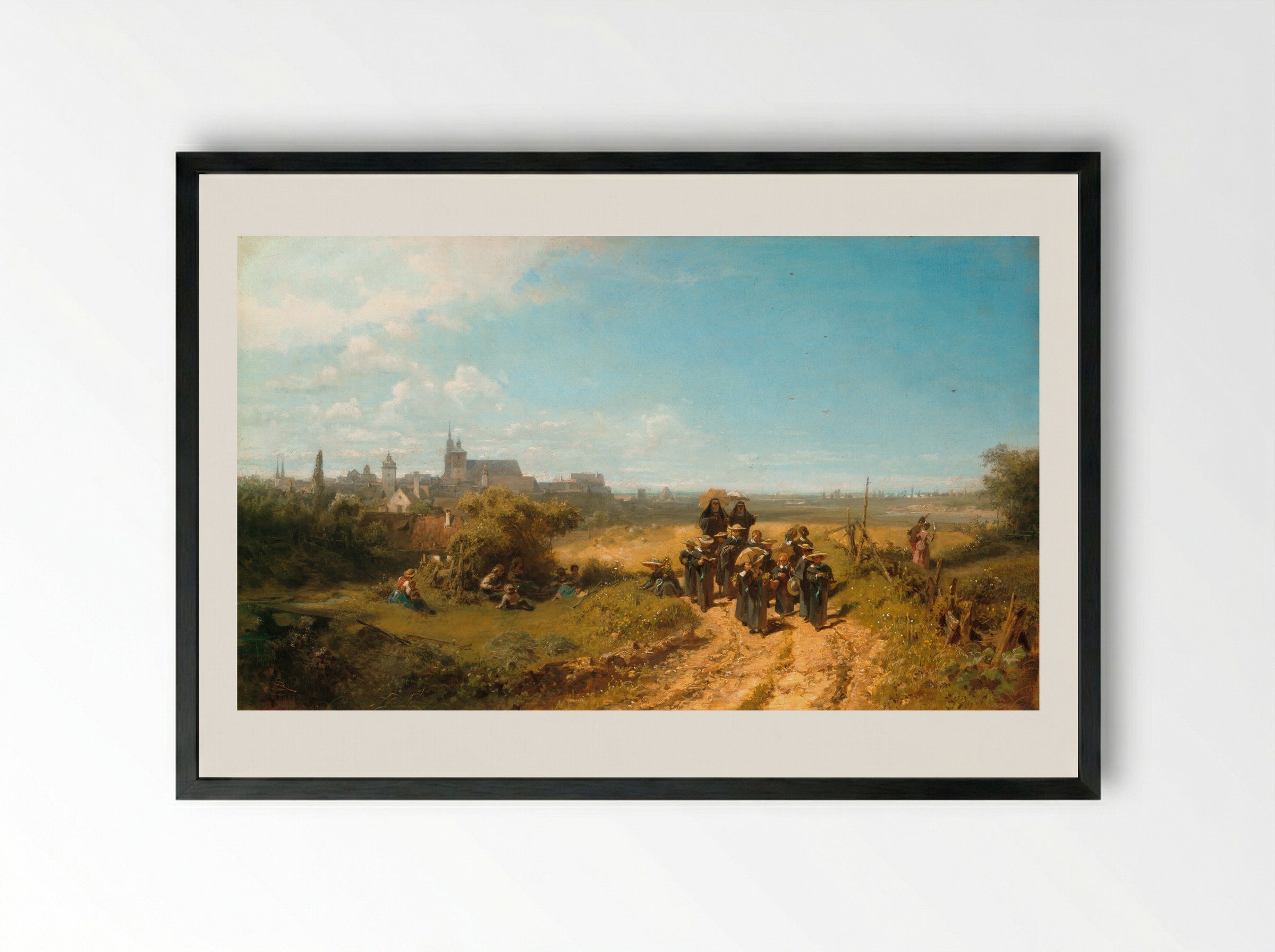 Walk With the Institute - Carl Spitzweg - Framed Print Black