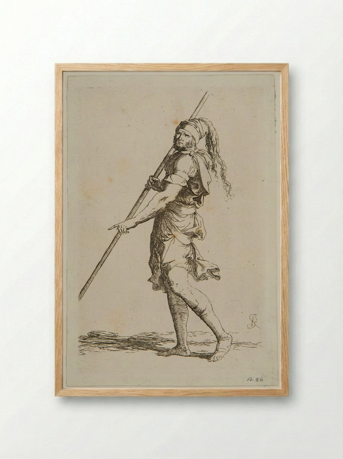 Walking Soldier Leaning on a Stick - Salvator Rosa - Framed Print Wood