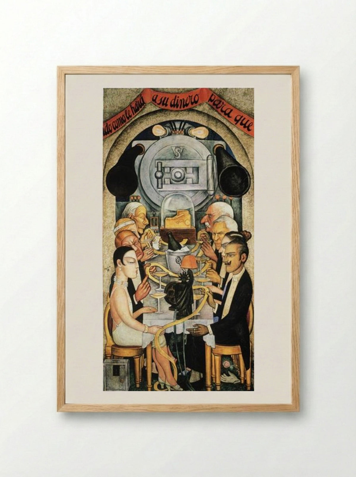 Wall Street Banquet - Diego Rivera - Framed Print Wood