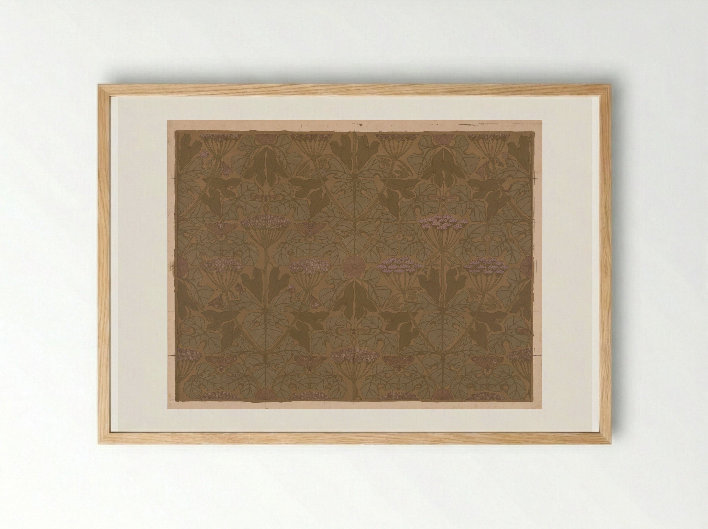 Wallpaper with Umbellifers, Butterflies and Dragonflies - Theo Nieuwenhuis - Framed Print Wood