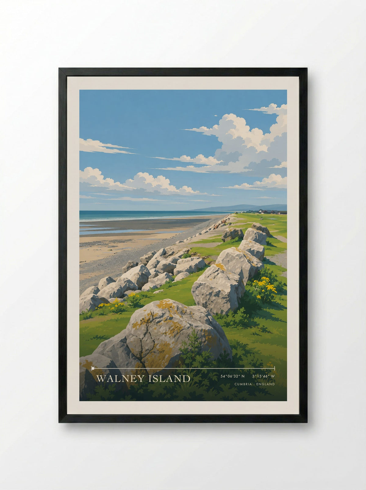 Walney Island, Cumbria | Travel Poster - Framed Print Black