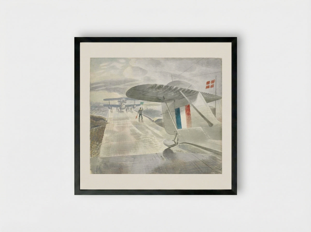 Walrus Aircraft on the Slipway - Eric Ravilious - Framed Print Black