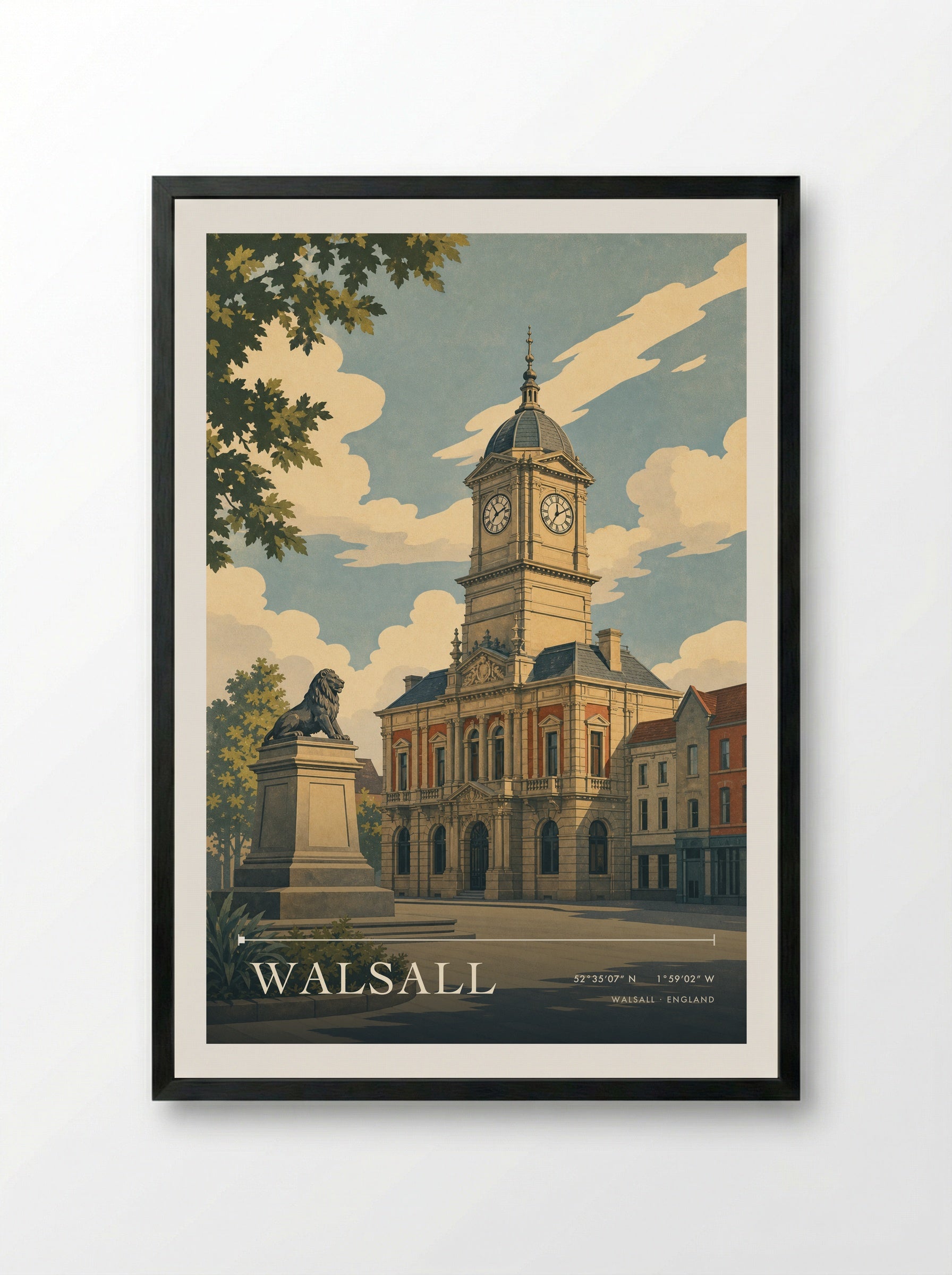 Walsall England Travel Poster - Framed Print Black