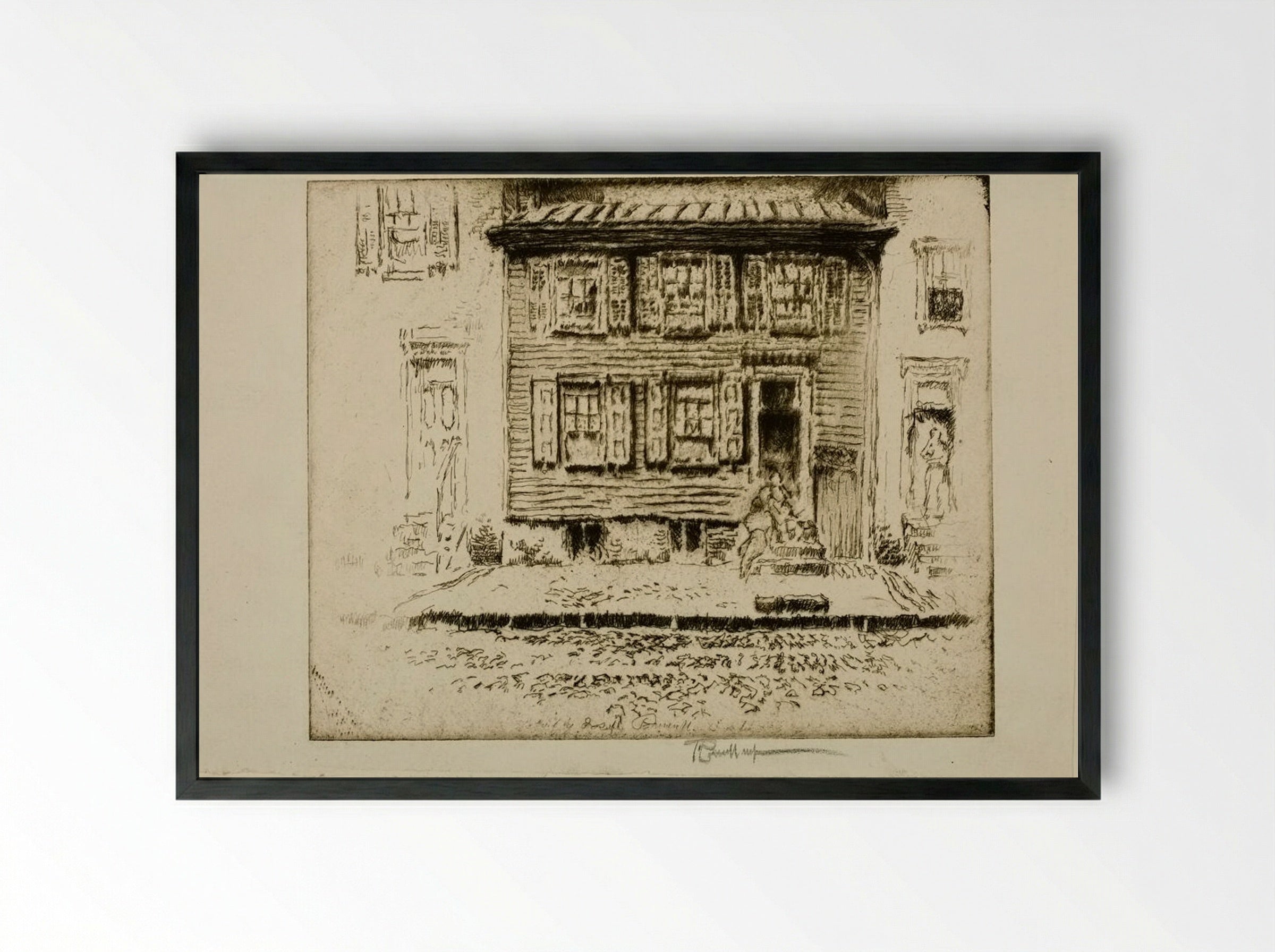 Walt Whitman's House, Camden, New Jersey - Joseph Pennell - Framed Print Black