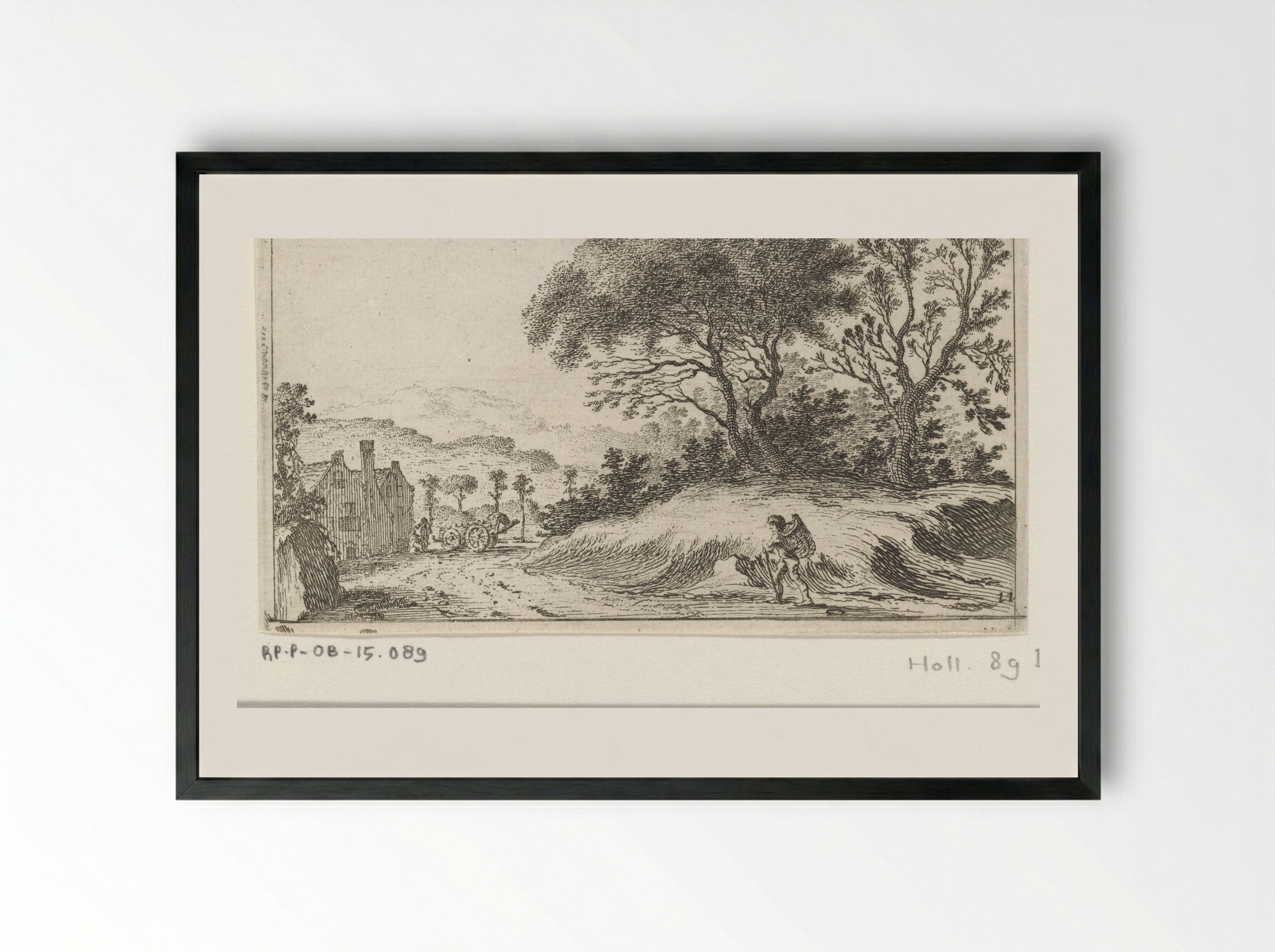 Wandelaar onderweg (Walker on the Road) - Gillis van Scheyndel (I) - Framed Print Black