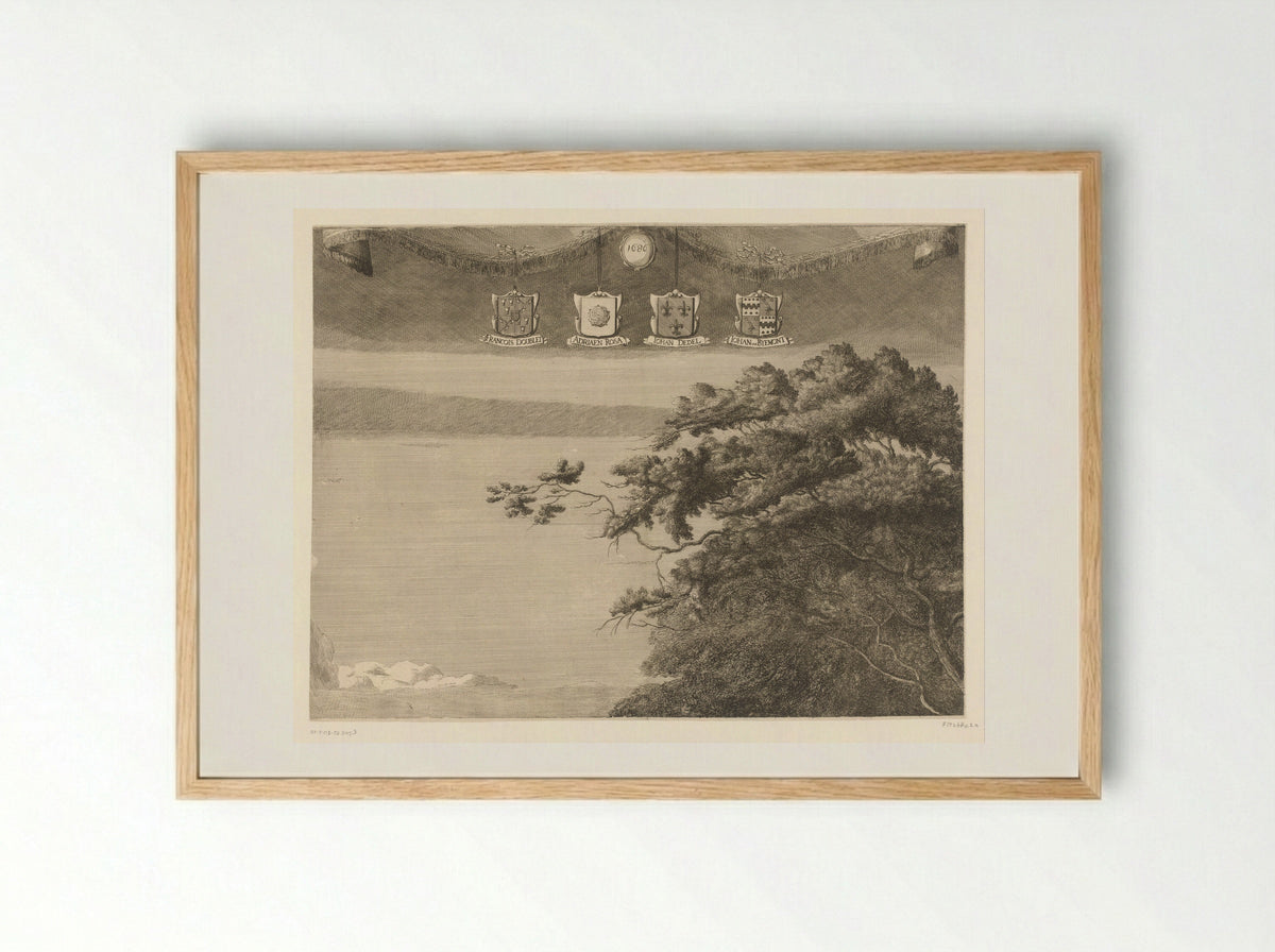 Wandelrit van prins Willem III buiten Den Haag (blad middenboven) - Johannes Kip - Framed Print Wood