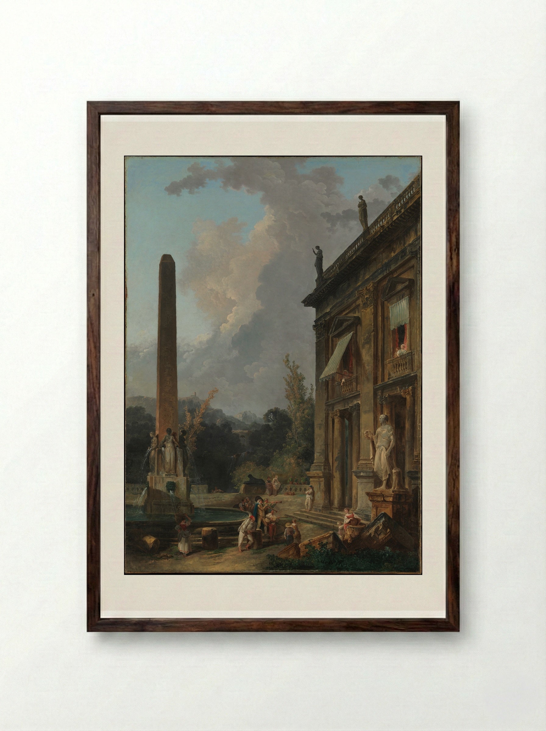 Wandering Minstrels - Hubert Robert - Framed Print Dark Wood