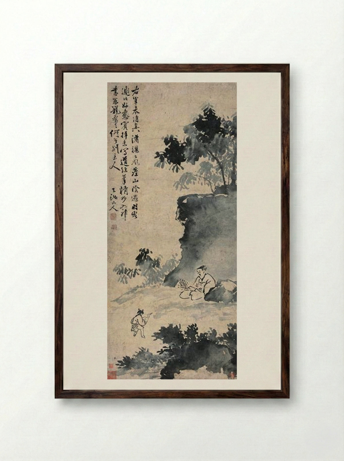 Wang Xizhi Watching Geese - Xu Wei - Framed Print Dark Wood