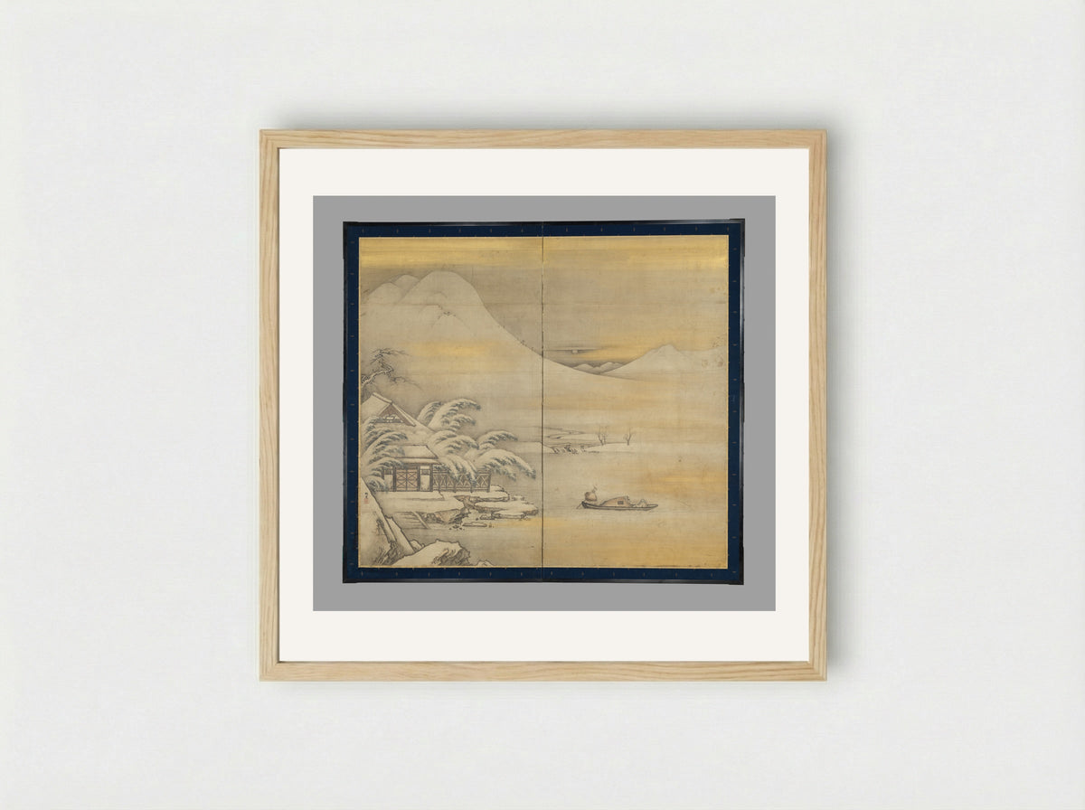 Wang Ziyou Visiting Dai Andao on a Snowy Evening - Kano Sansetsu - Framed Print Wood