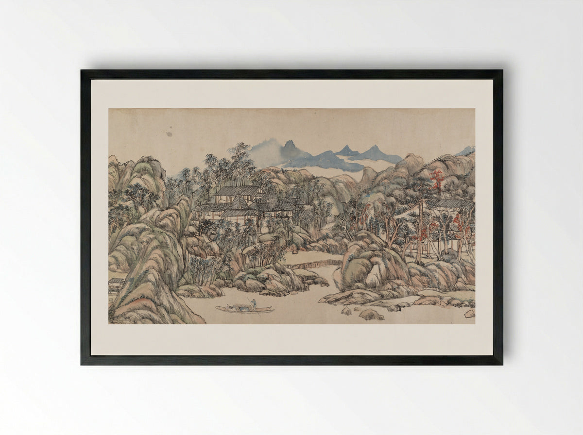 Wangchuan Villa - Wang Yuanqi - Framed Print Black