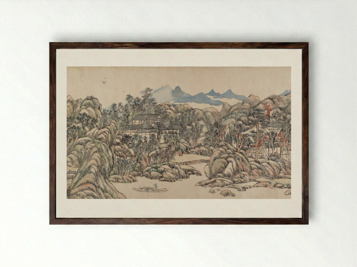 Wangchuan Villa - Wang Yuanqi - Framed Print Dark Wood