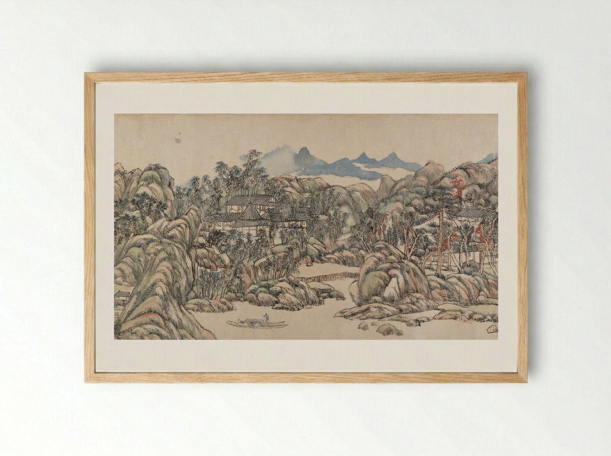 Wangchuan Villa - Wang Yuanqi - Framed Print Wood