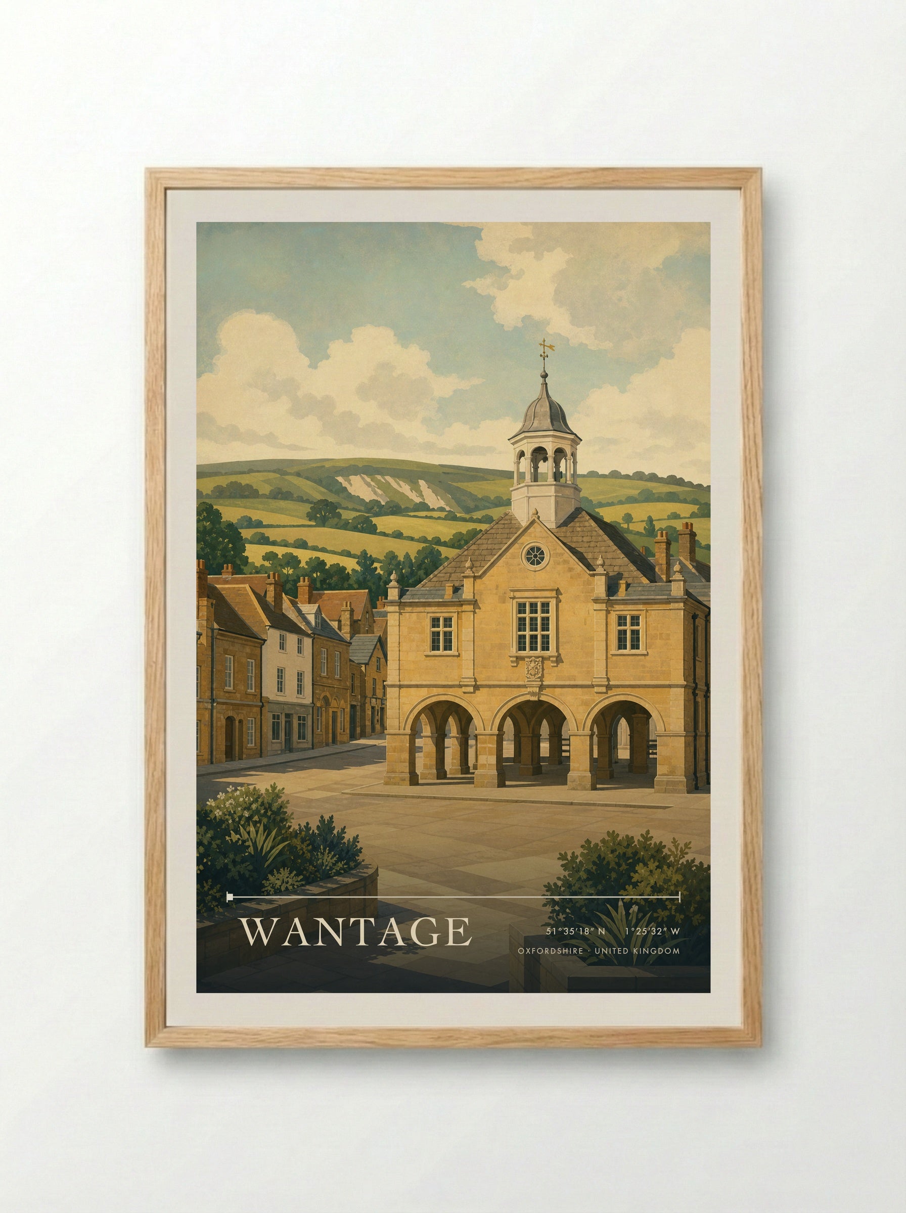 Wantage Oxfordshire United Kingdom Travel Poster - Framed Print Wood