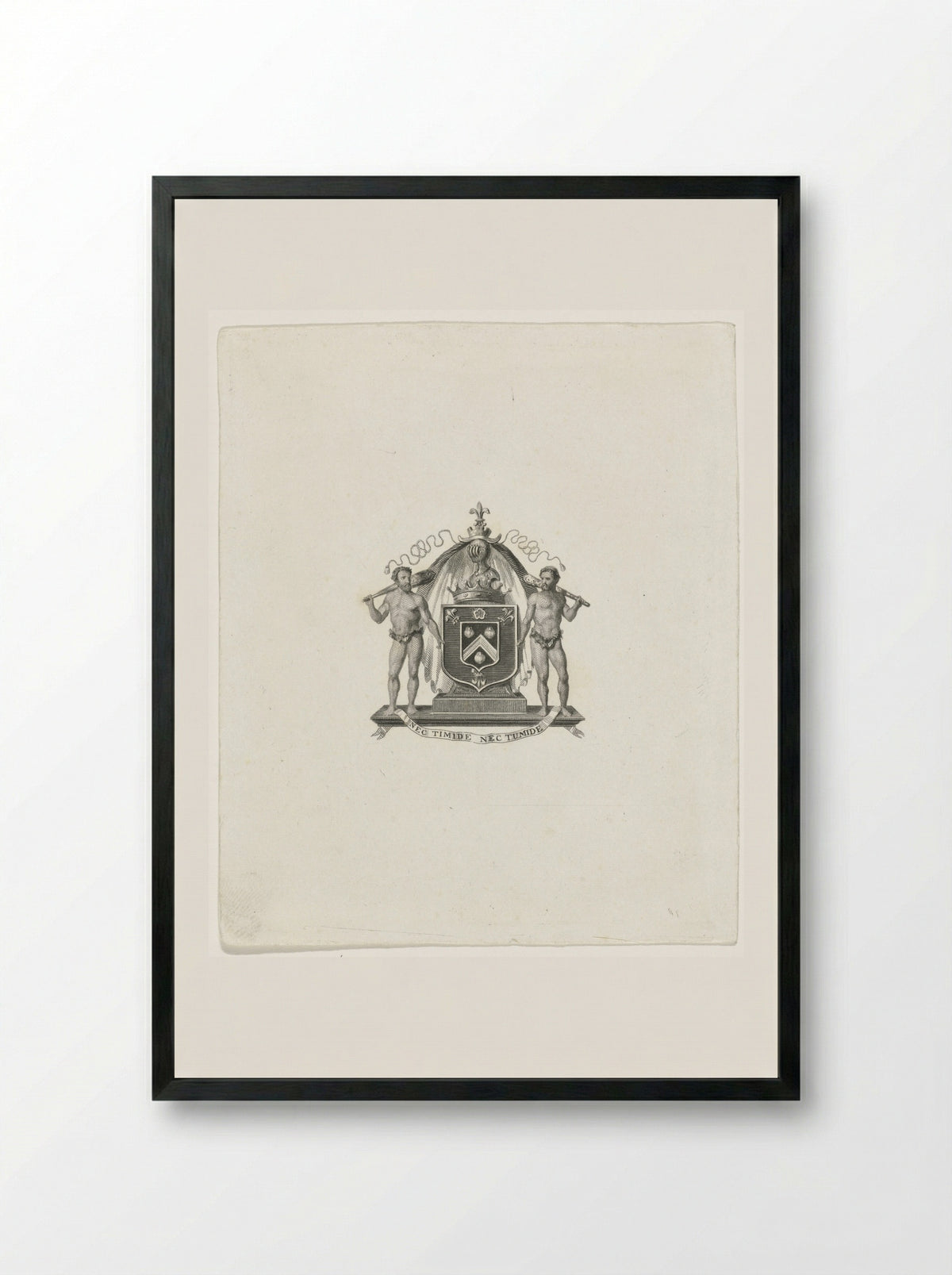 Wapenschil met devies - Johannes de Mare - Framed Print Black