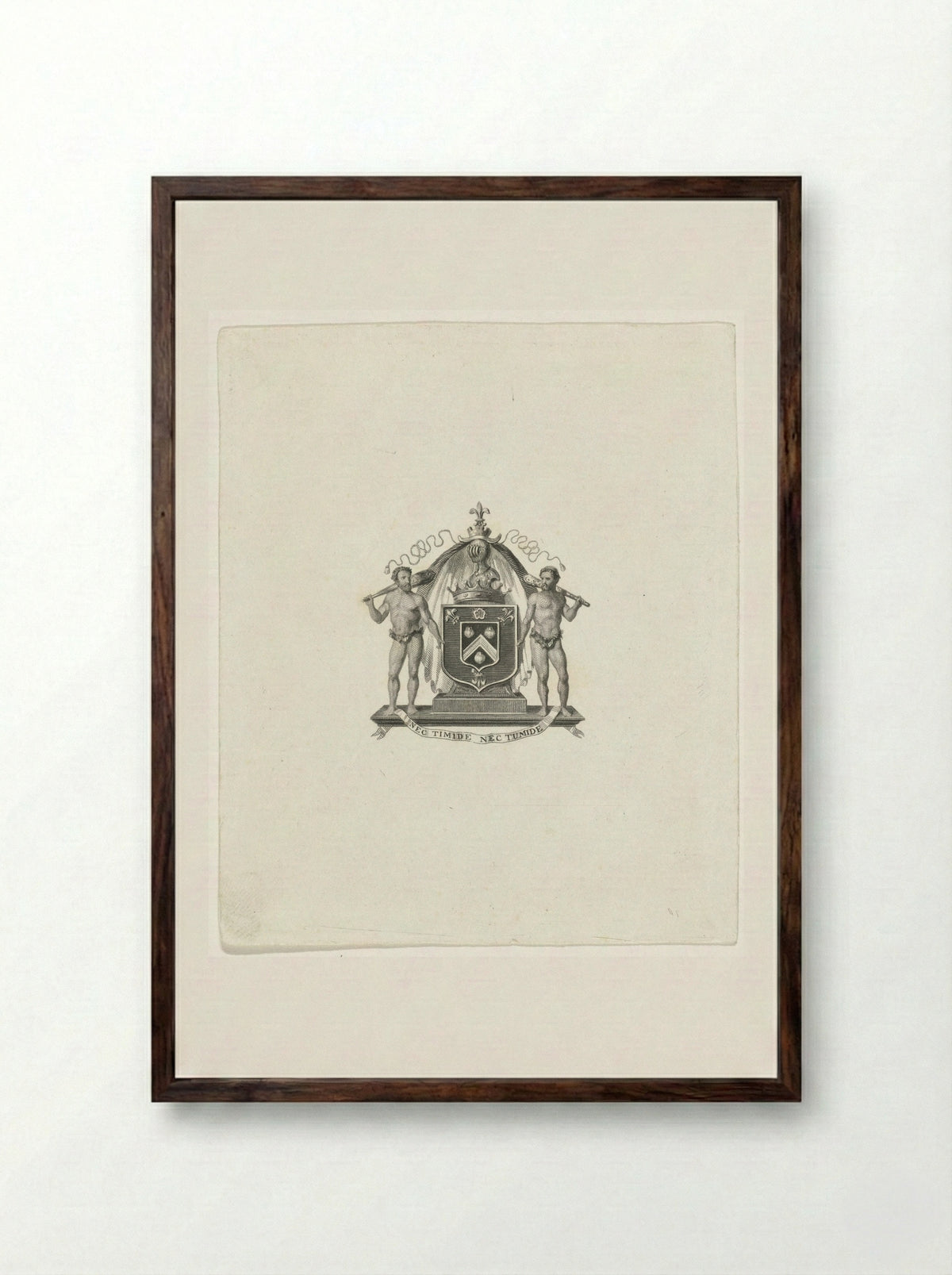 Wapenschil met devies - Johannes de Mare - Framed Print Dark Wood