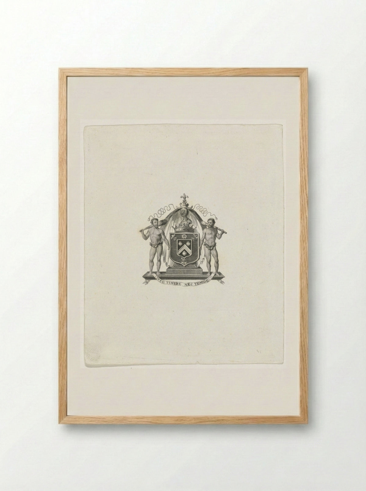 Wapenschil met devies - Johannes de Mare - Framed Print Wood