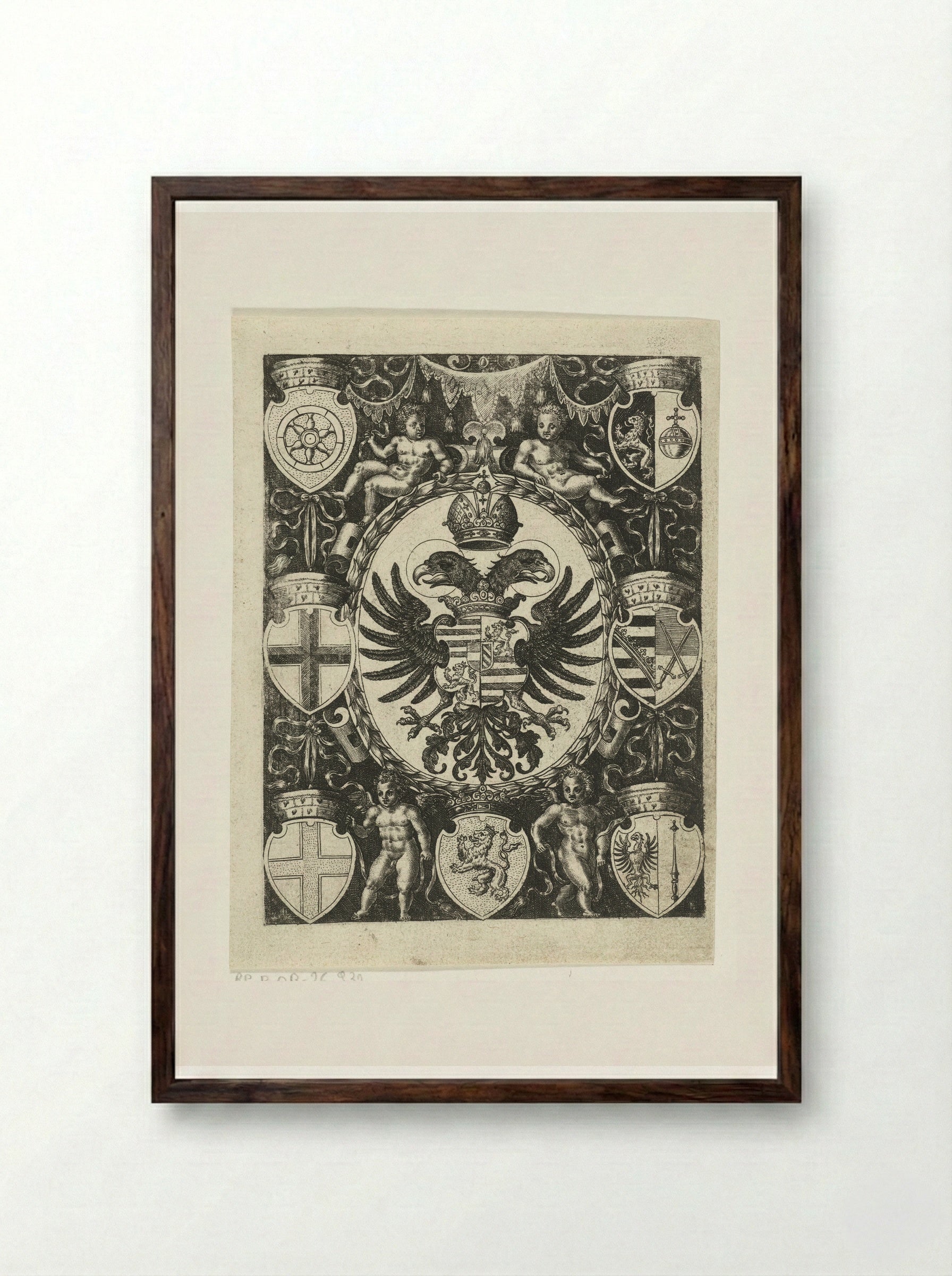 Wapenschilden - Abraham de Bruyn - Framed Print Dark Wood