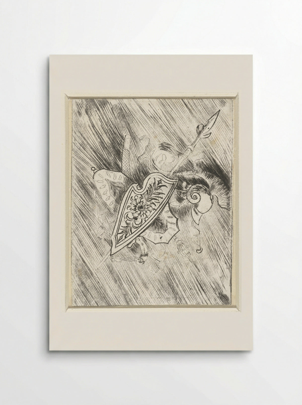 Wapentrofeeën waaronder schilden en speer en helm - Meester van 1515 - Poster