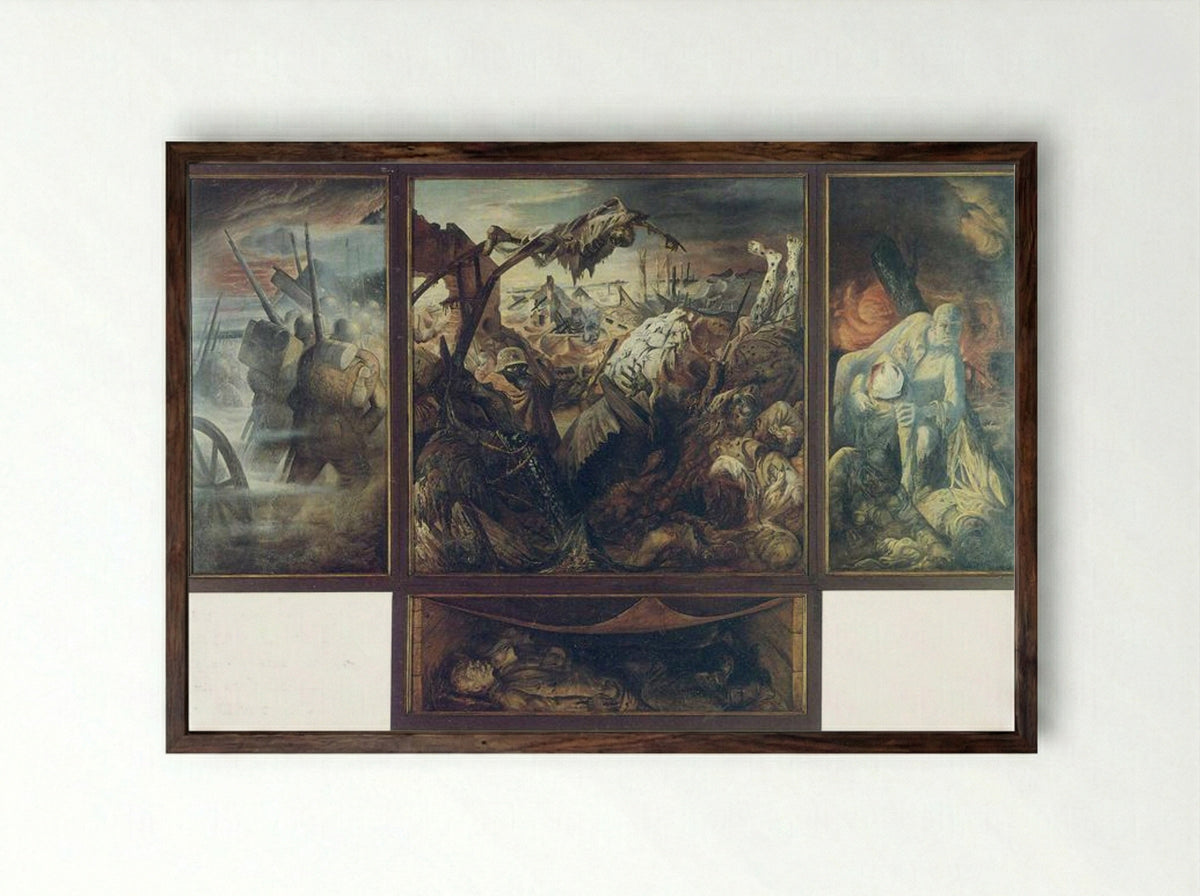 War (Triptych) - Otto Dix - Framed Print Dark Wood