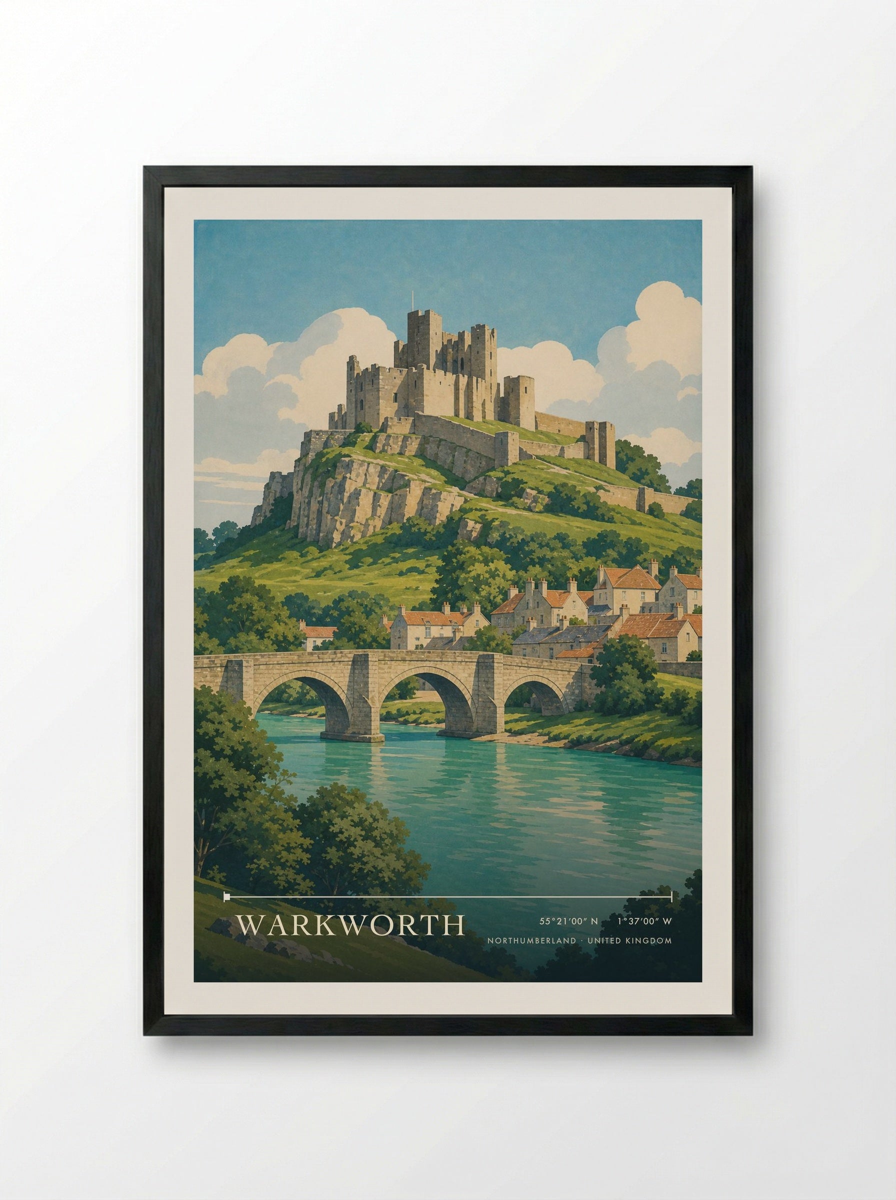 Warkworth Northumberland United Kingdom Travel Poster - Framed Print Black